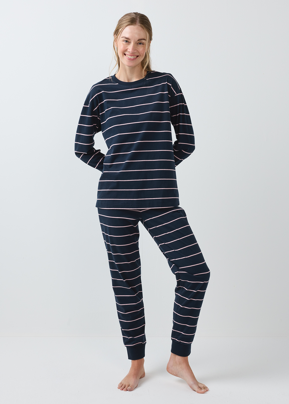 Striped Brushed Knit Cotton Pyjamas