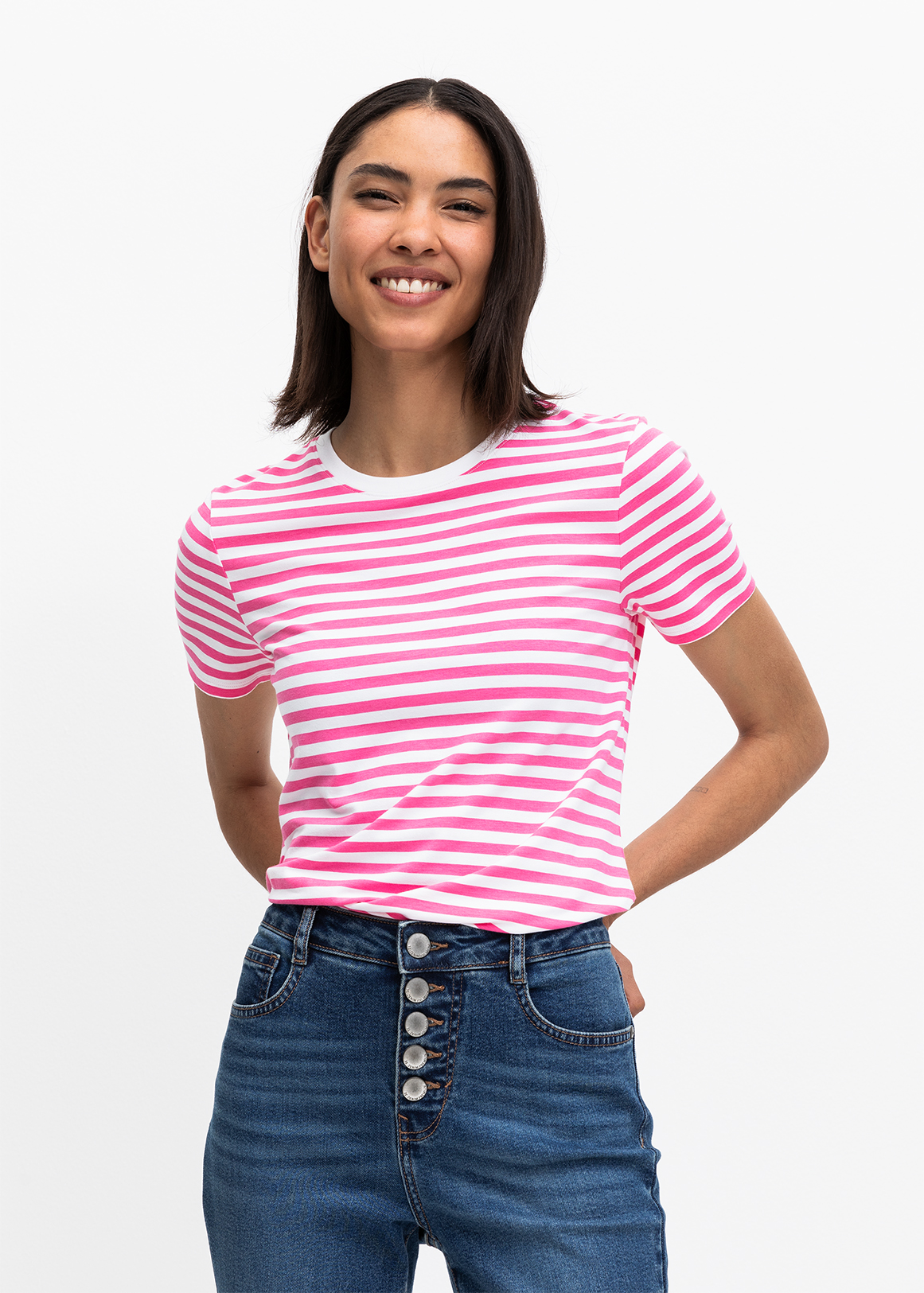 Striped Cotton Modal Stretch T-shirt | Woolworths.co.za