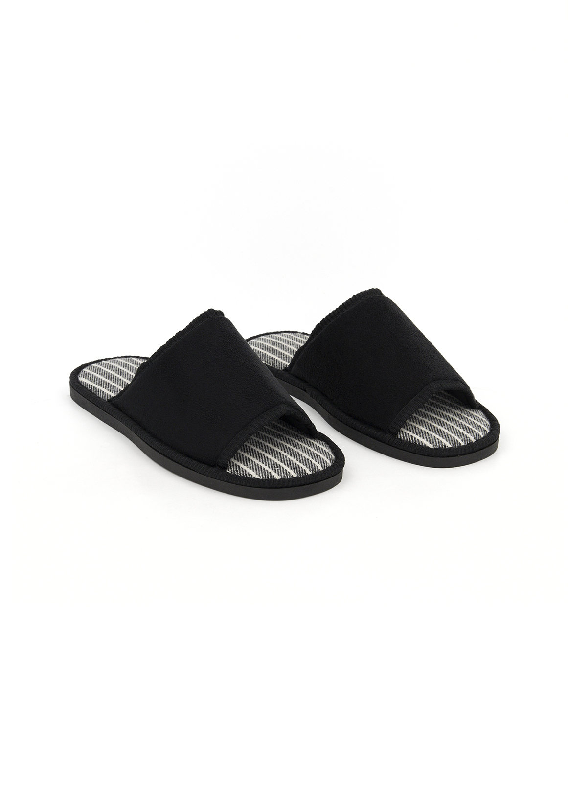 Striped Faux Suede Band Slippers