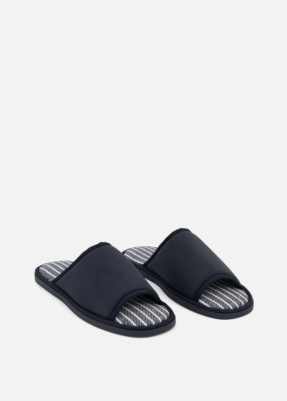 Striped Faux Suede Band Slippers