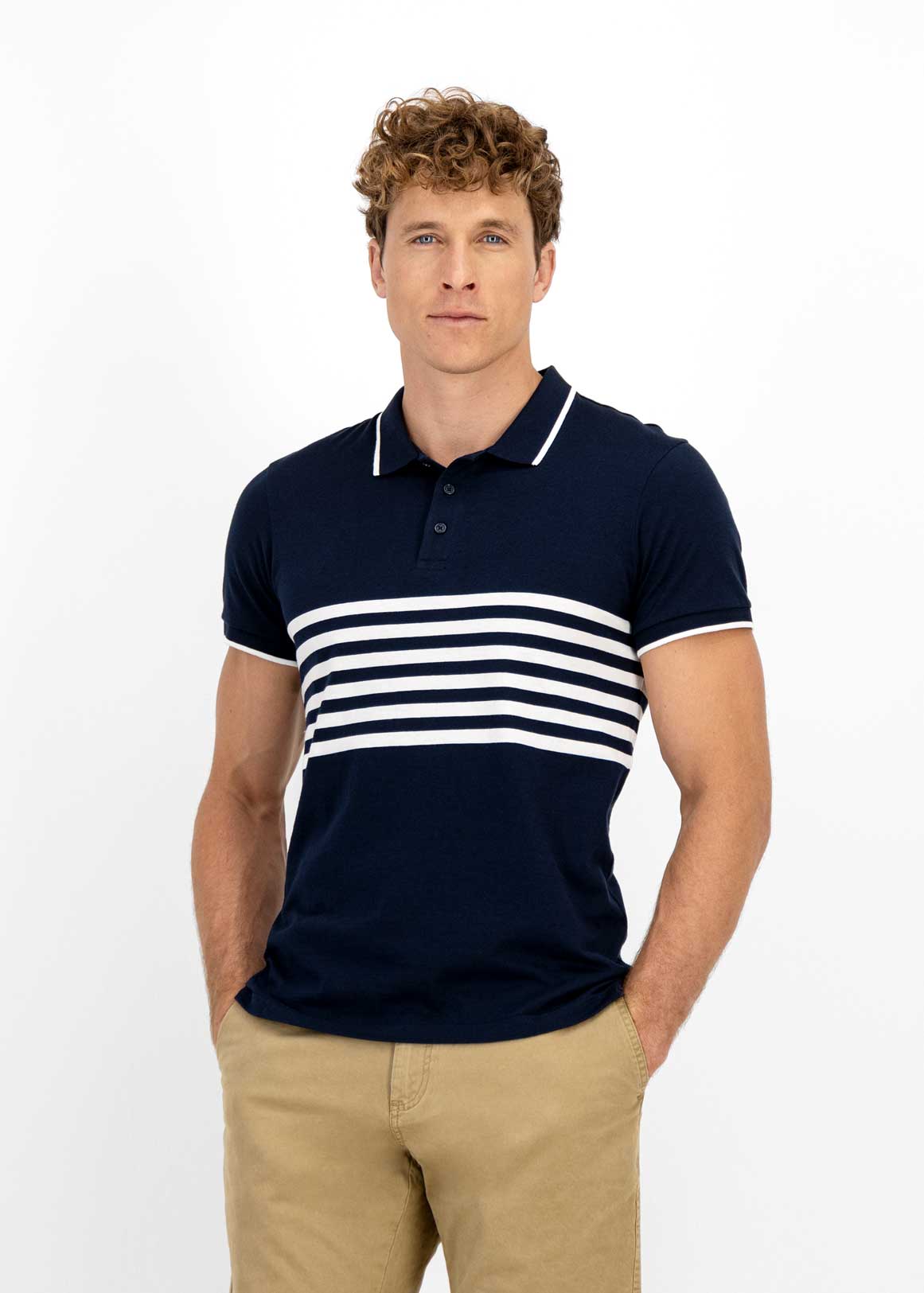 Striped Slim Fit Stretch Cotton Golfer | Woolworths.co.za