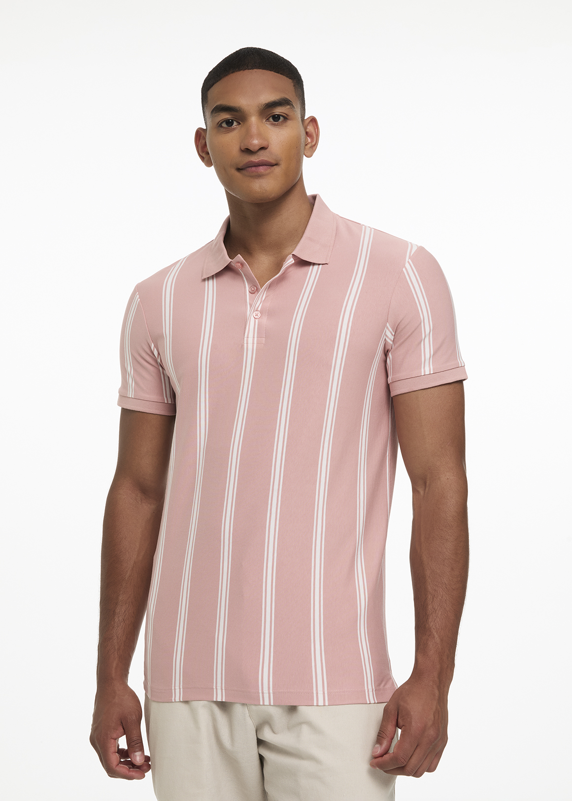 Striped Slim Fit Stretch Cotton Golfer