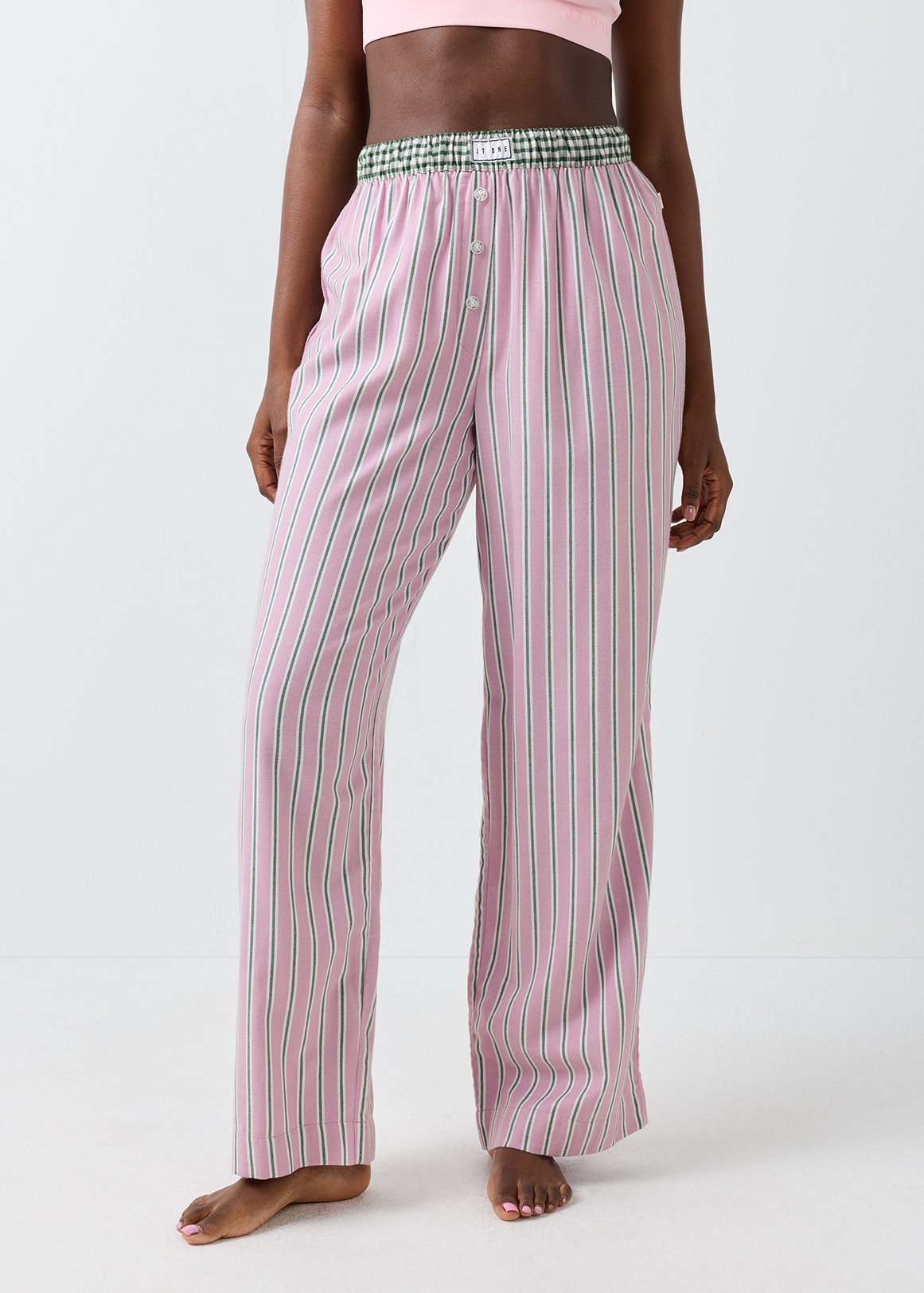 Striped Straight Leg Modal Blend Flannel Pyjama Pants