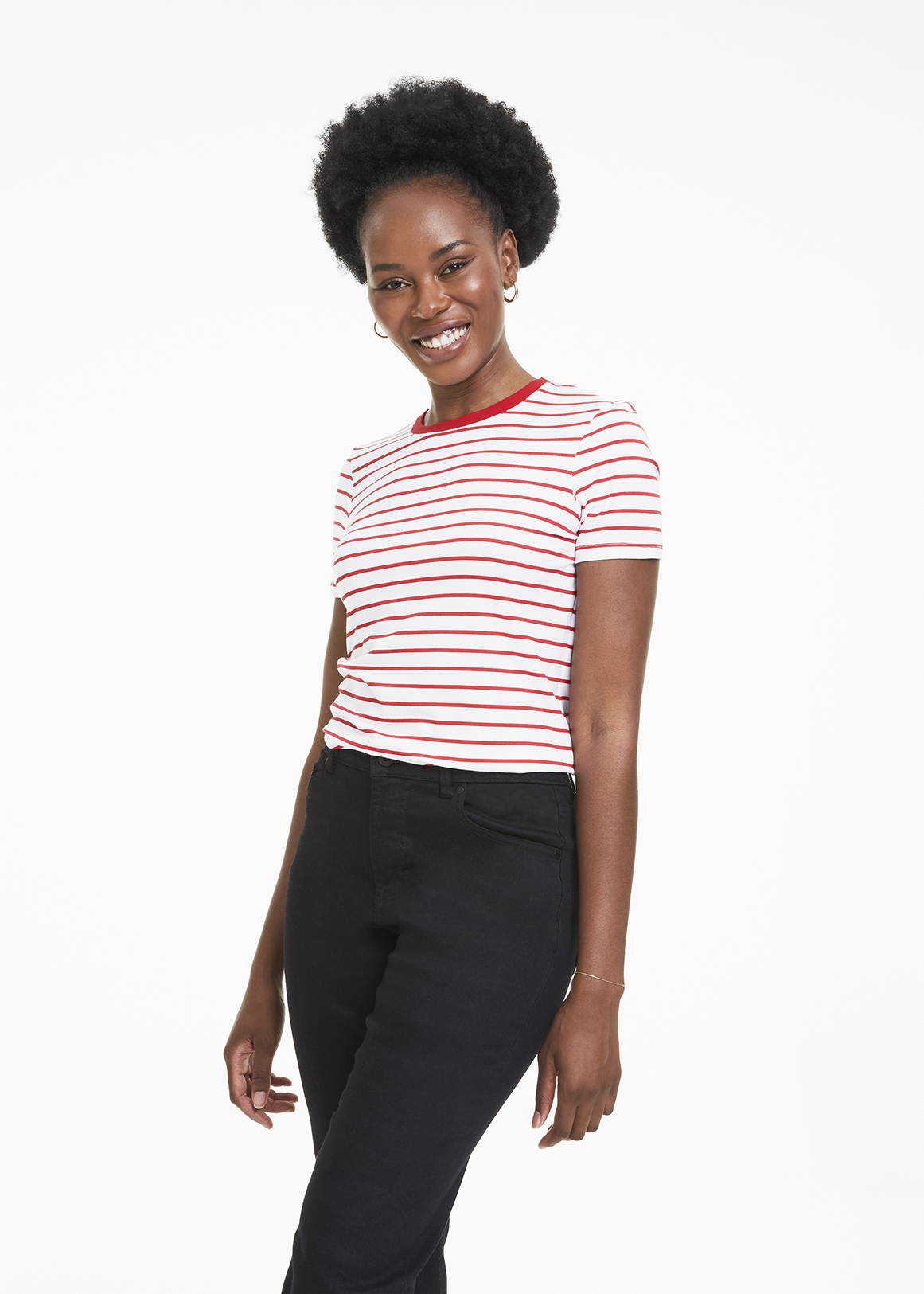 Striped Stretch Cotton Modal T-shirt | Woolworths.co.za
