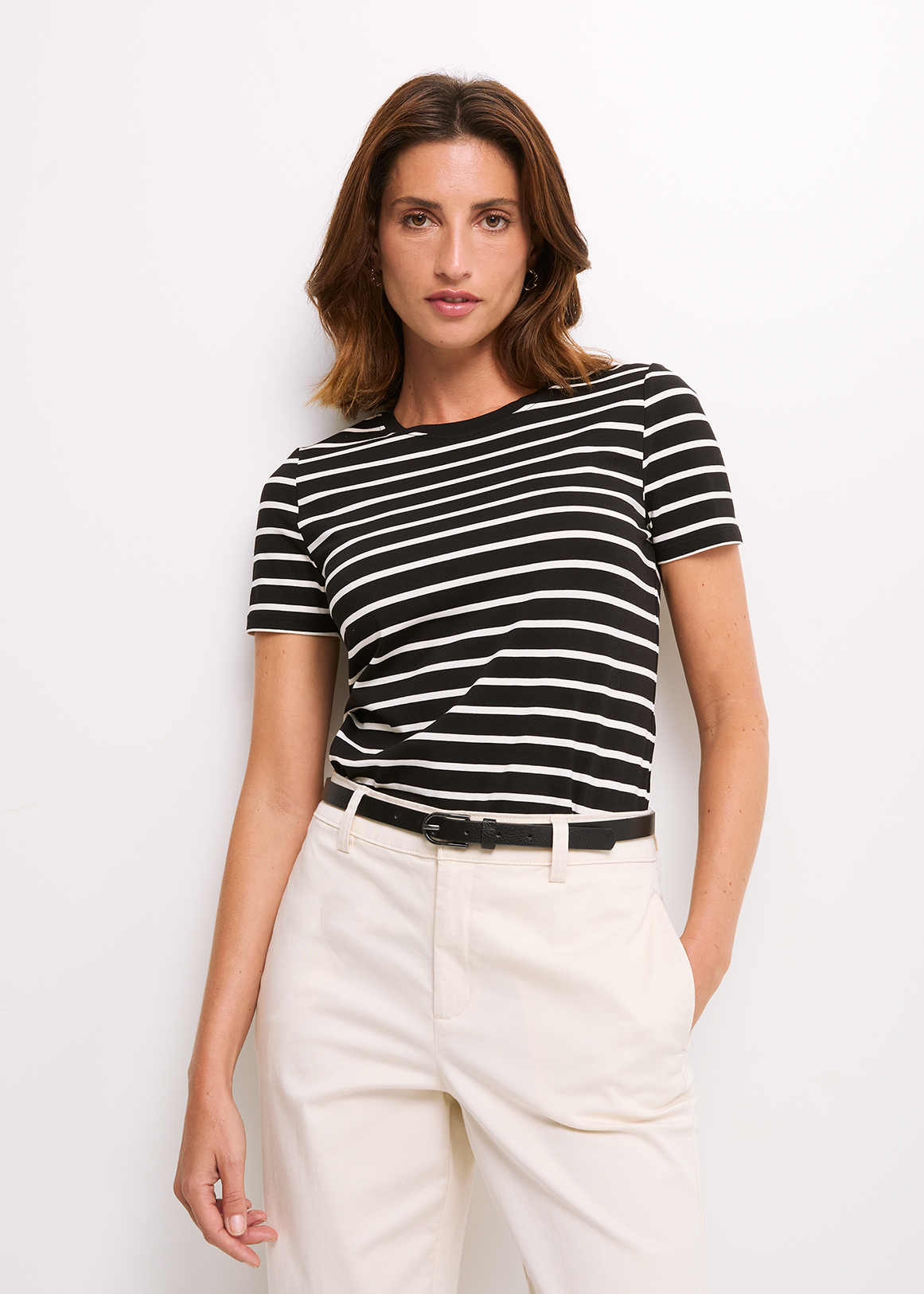 Striped Stretch Modal Blend T-shirt