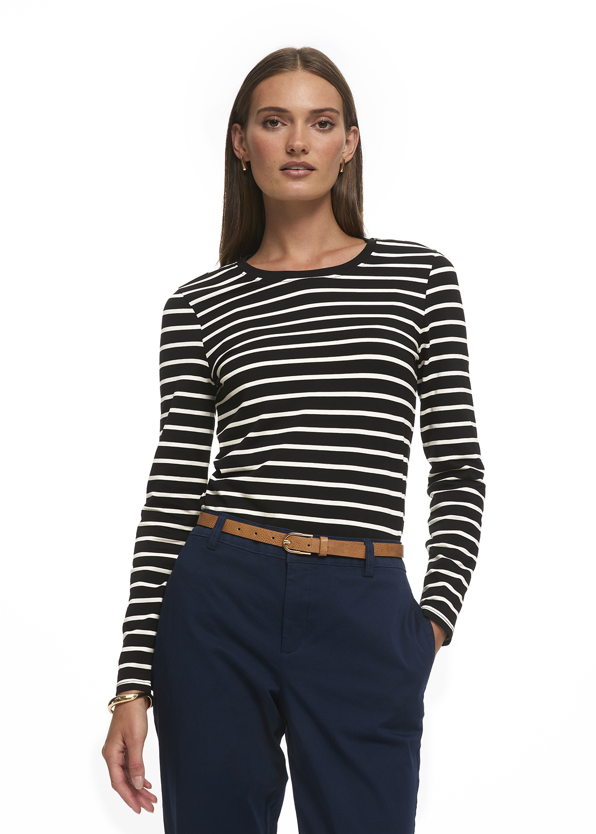 Striped Stretch Modal Blend T-shirt
