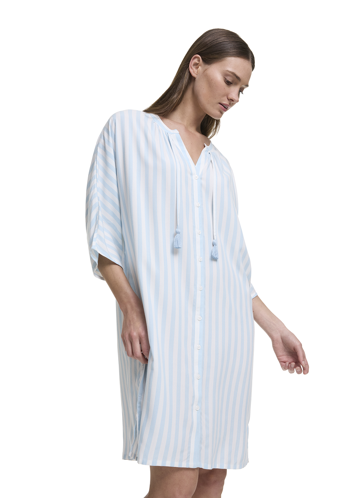 Striped Tassel Cotton Nightdress