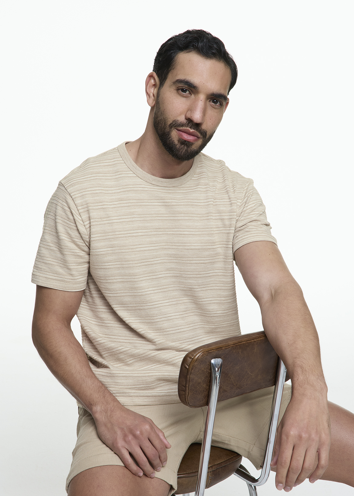 Striped Textured Cotton Rich T-shirt