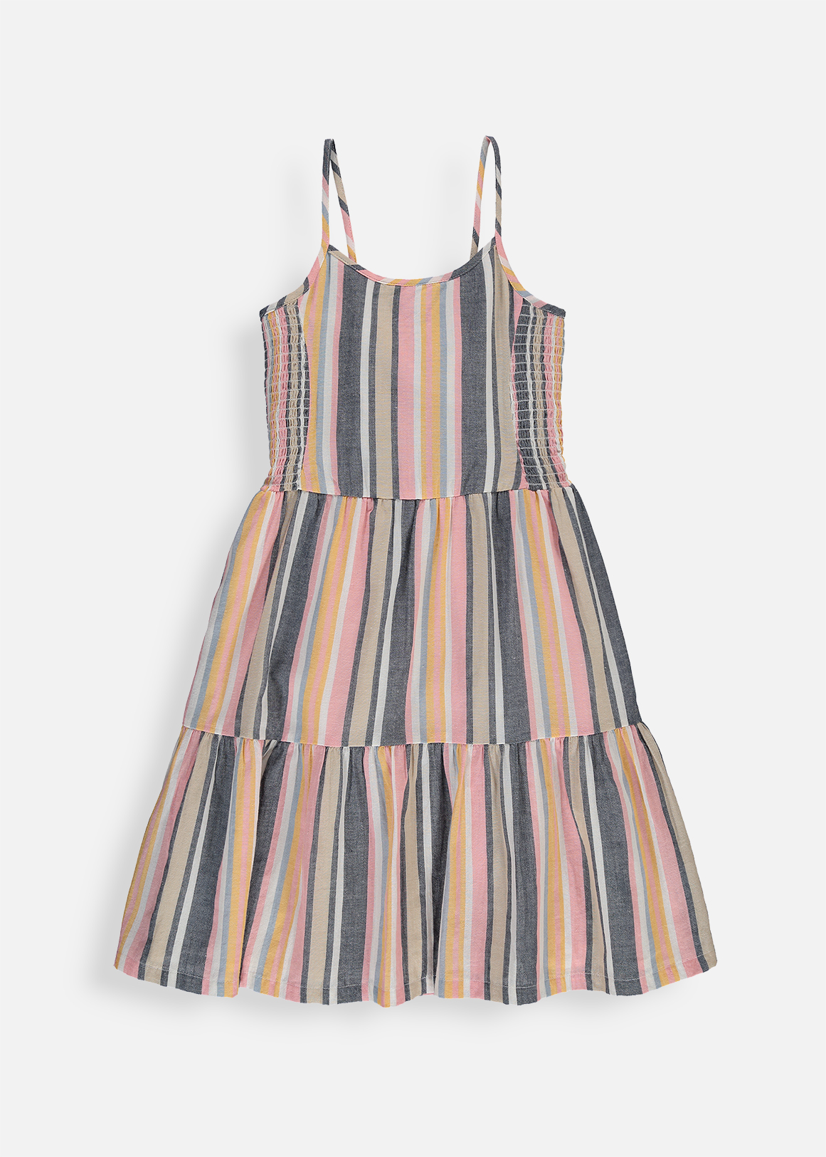 Striped Tiered Shirred Cotton Dress | Woolworths.co.za