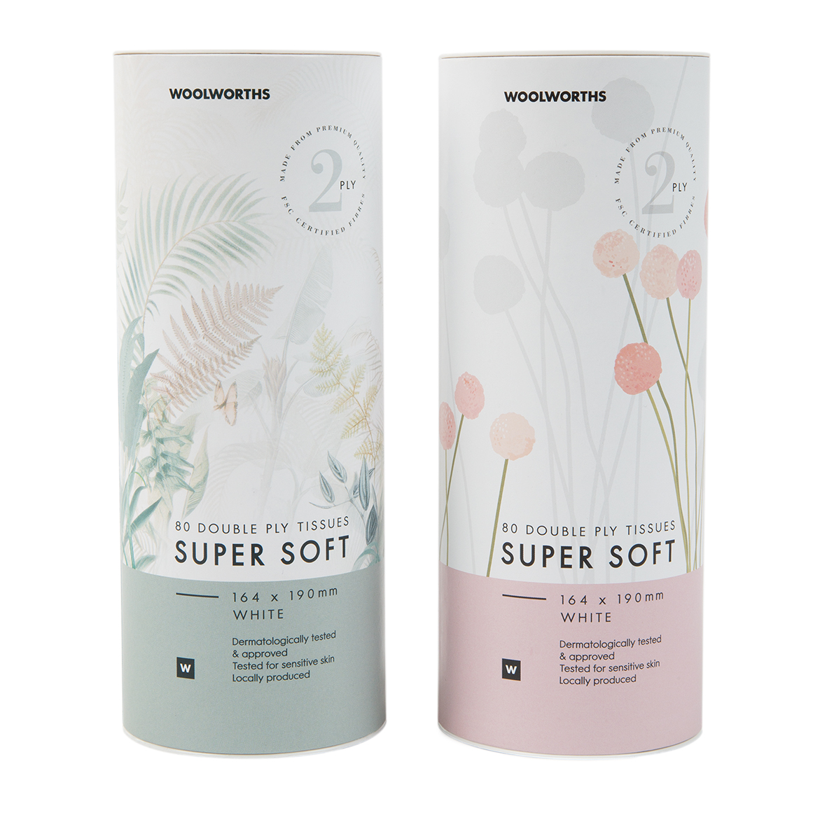 Super Soft Double Ply White Tissues in Tube 80 pcs