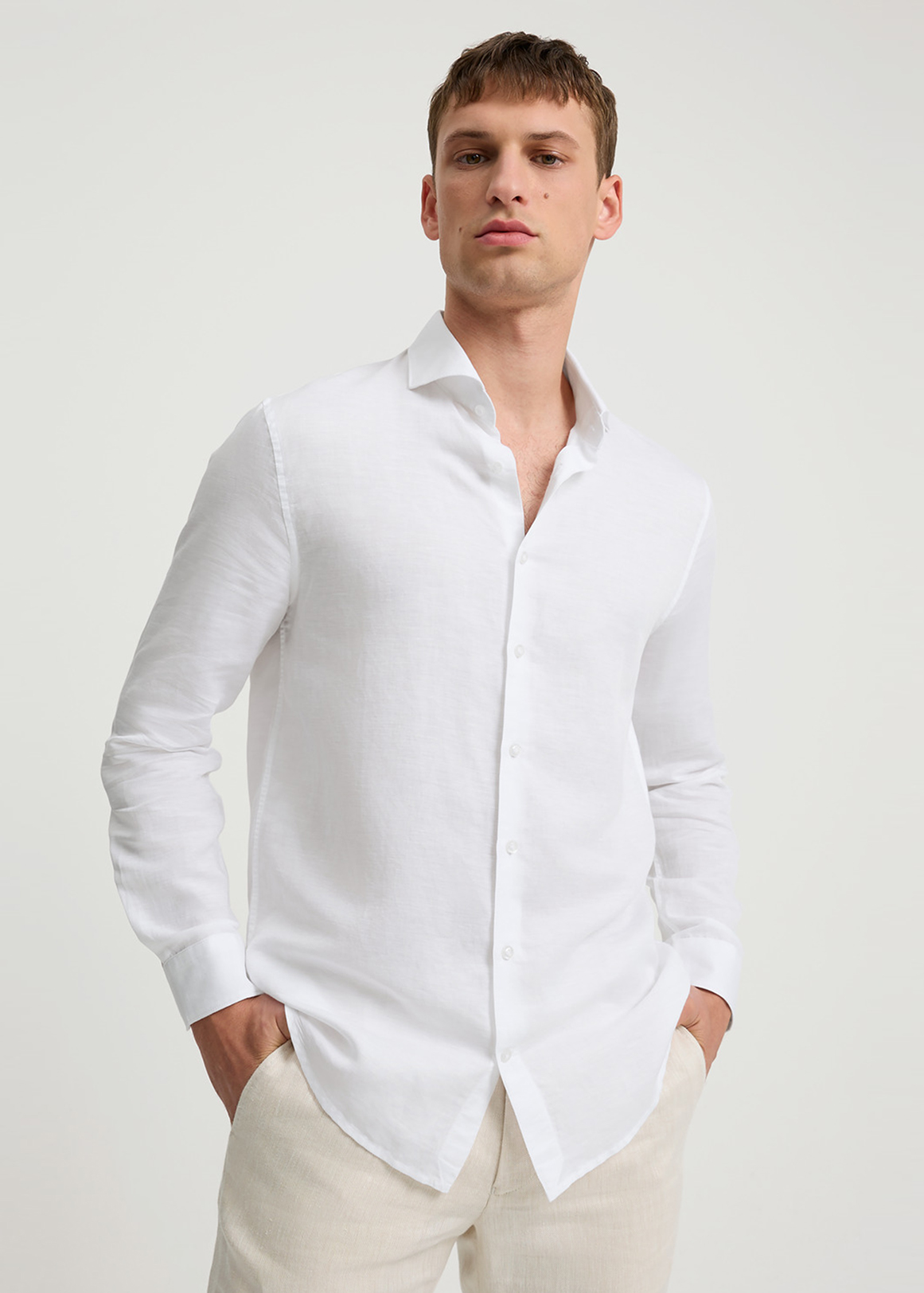 Tailored Fit Cotton Linen Blend Shirt | Woolworths.co.za