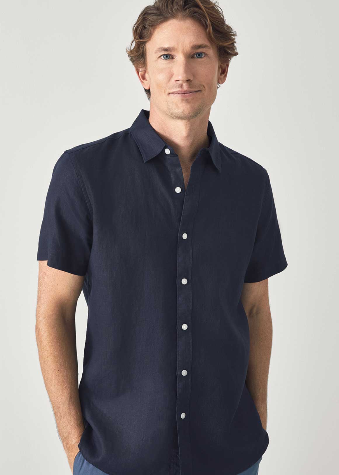 Tailored Fit Linen Piece Dyed Short Sleeve Shirt | Woolworths.co.za