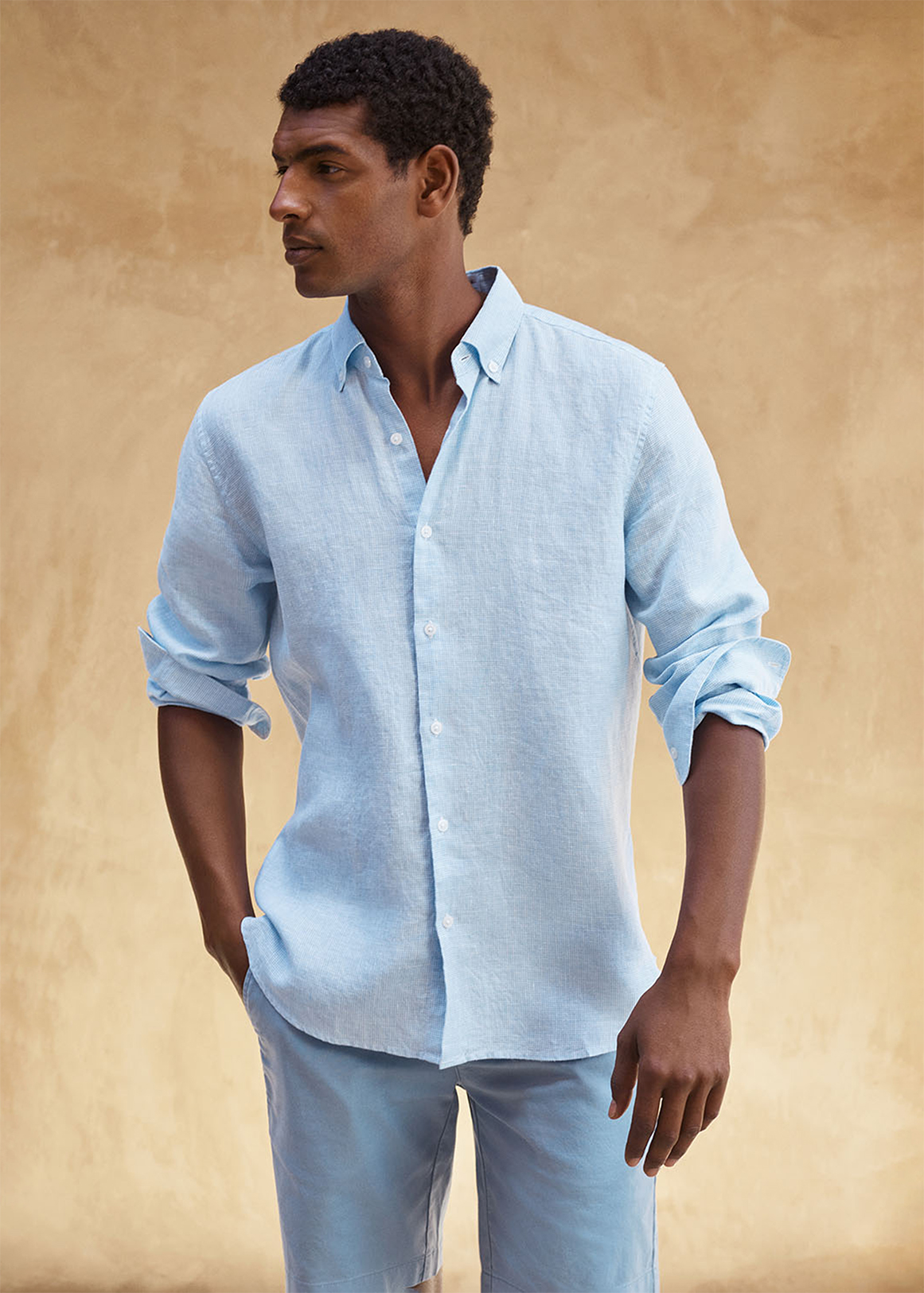 Tailored Fit Linen Puppytooth Shirt | Woolworths.co.za