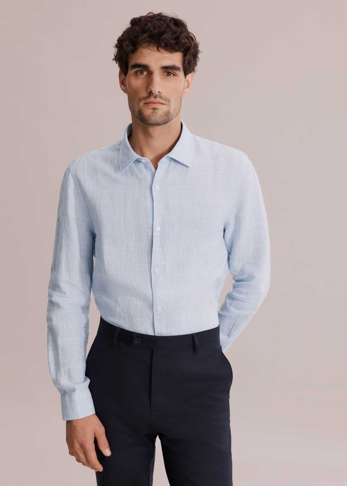 Tailored Fit Organically Grown Linen Check Shirt | Woolworths.co.za