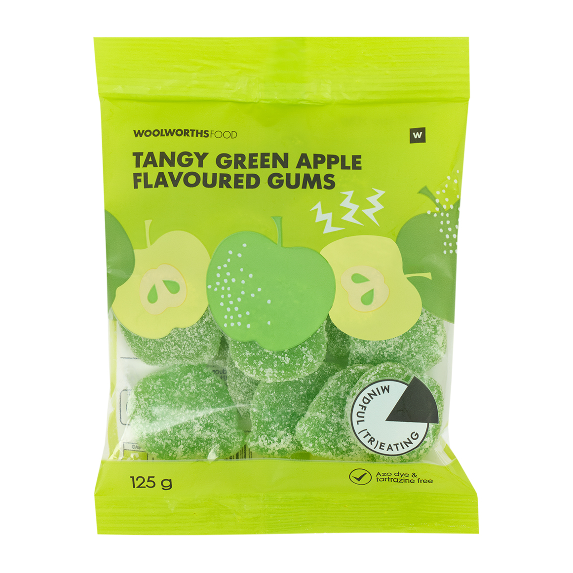 Tangy Green Sour Apple Flavoured Gums 125 g