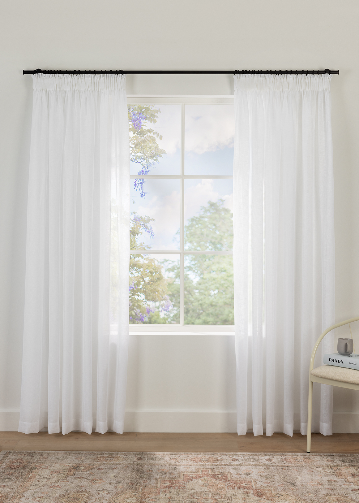 Taped Muslin Curtain 230cm (W) x 218cm (L)