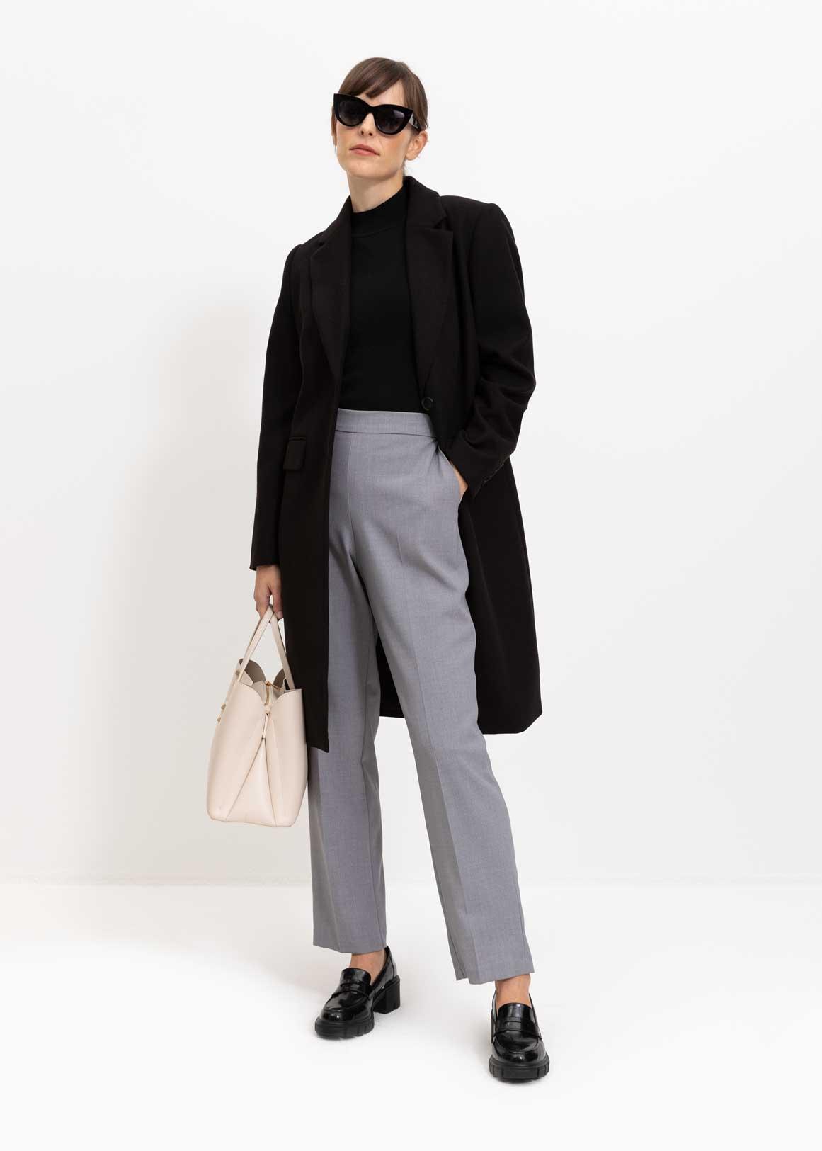 Black wool and viscose blend pants