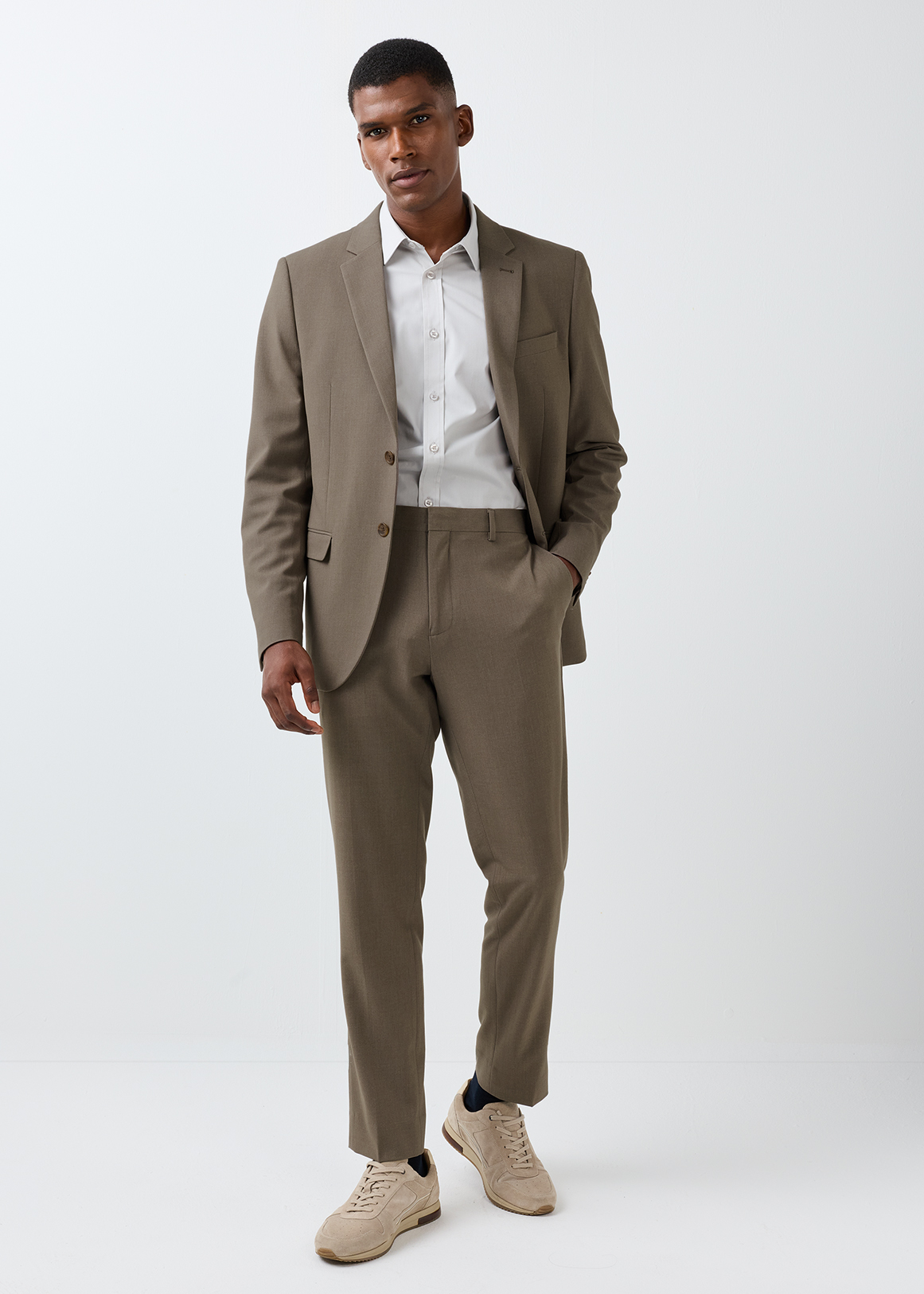 Taupe Slim Fit Bi-stretch Suit Trousers