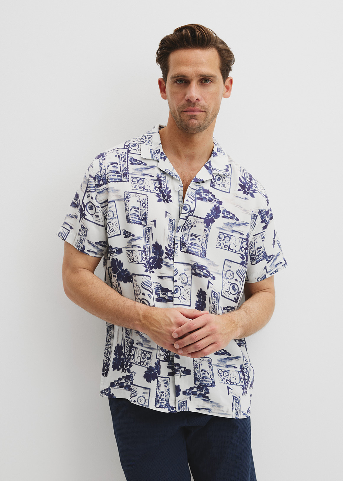 Tencel Mosaic Print Short Sleeve Shirt