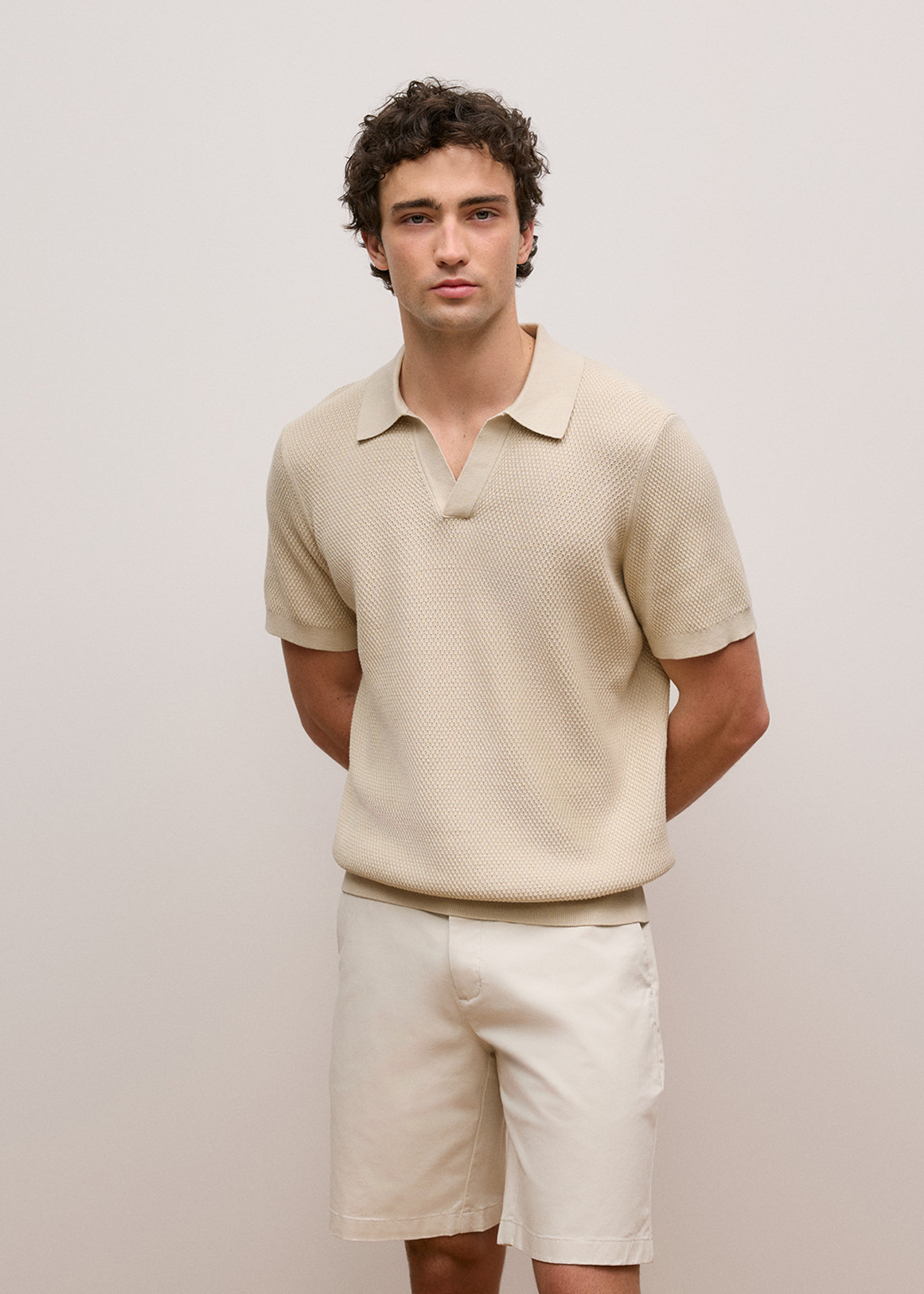 Texture Knit Short Sleeve Polo