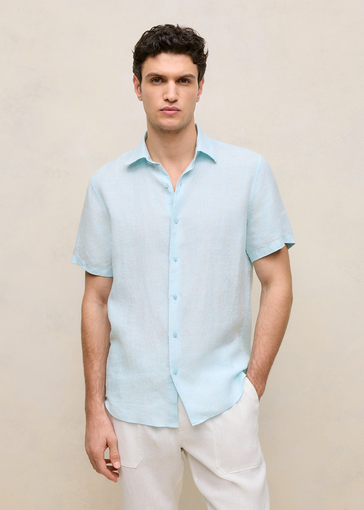 Texture Linen Short Sleeve Shirt