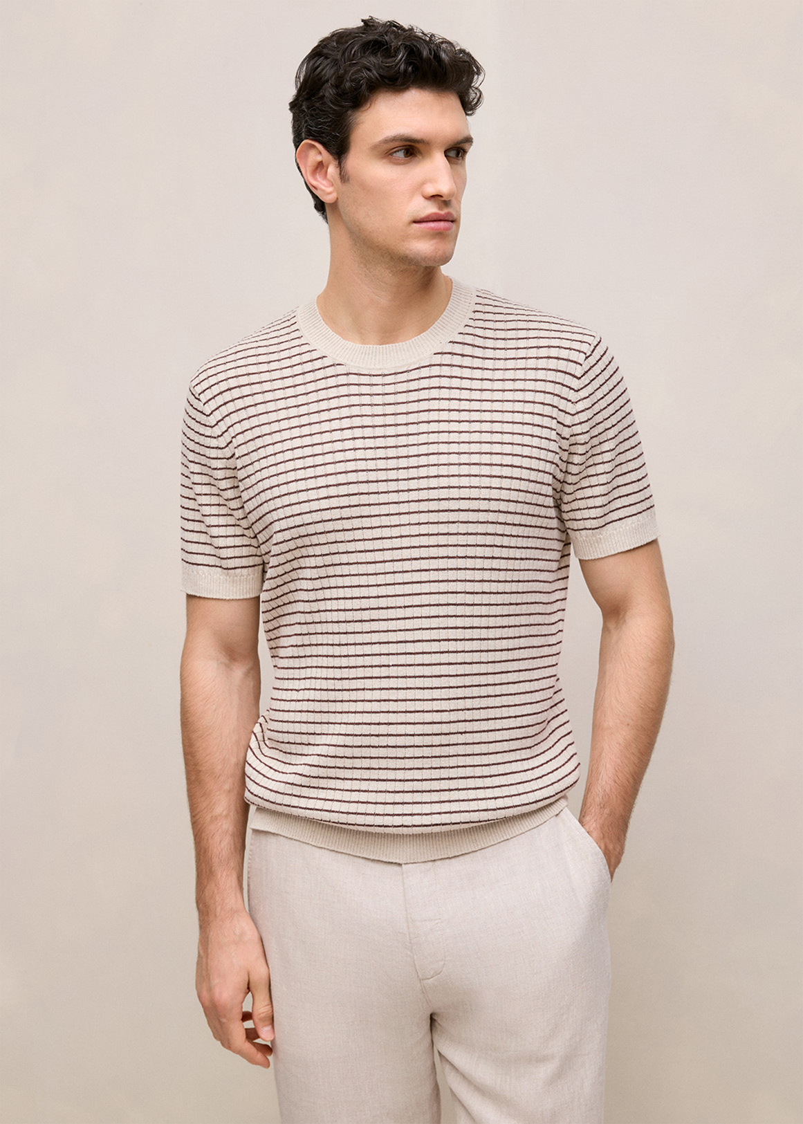 Texture Stripe Knit Tee