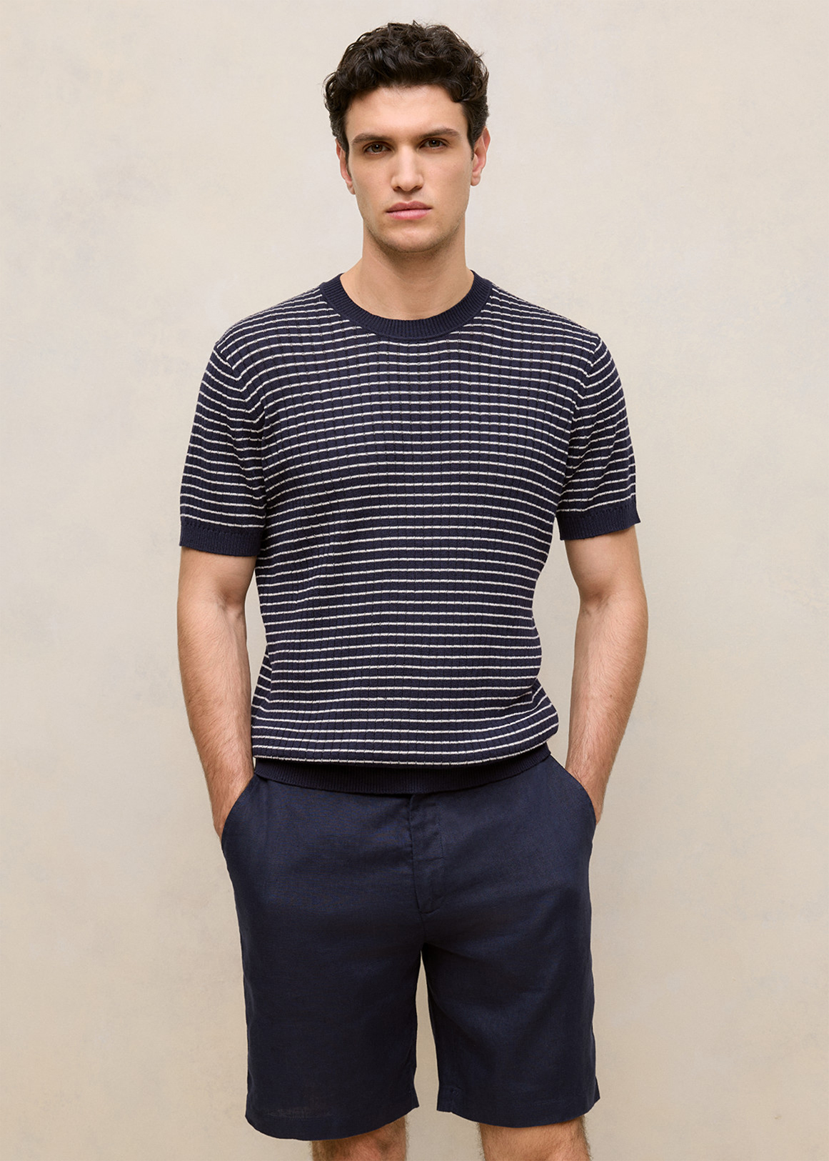 Texture Stripe Knit Tee