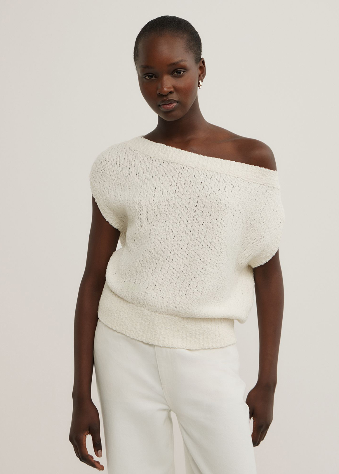 Textured Asymmetric Knit Tank Top