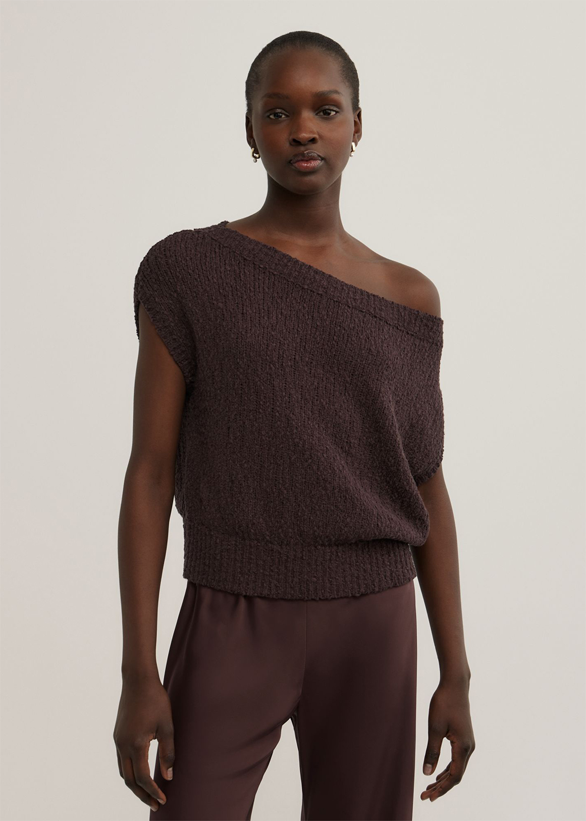 Textured Asymmetric Knit Tank Top