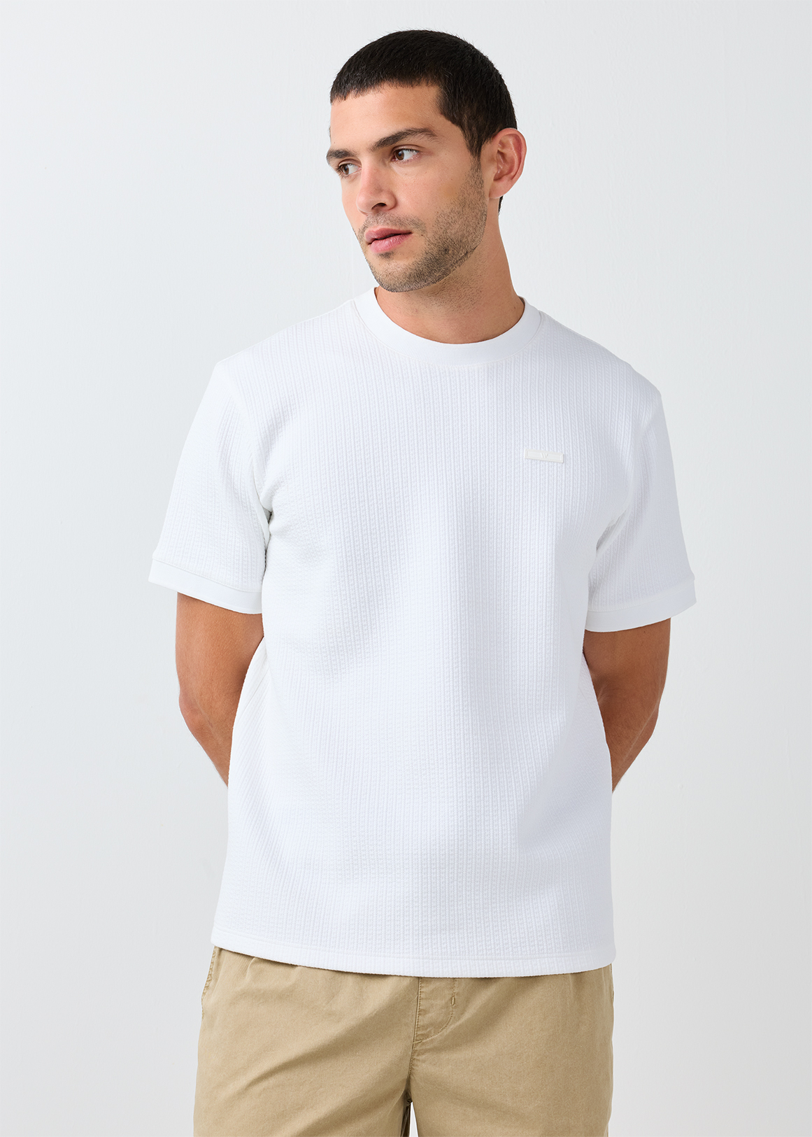 Textured Cotton Blend T-shirt