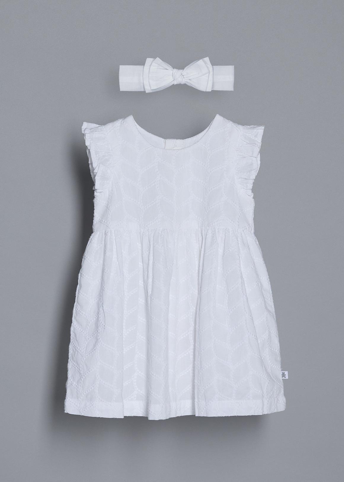 Textured Cotton Dress & Headband Set