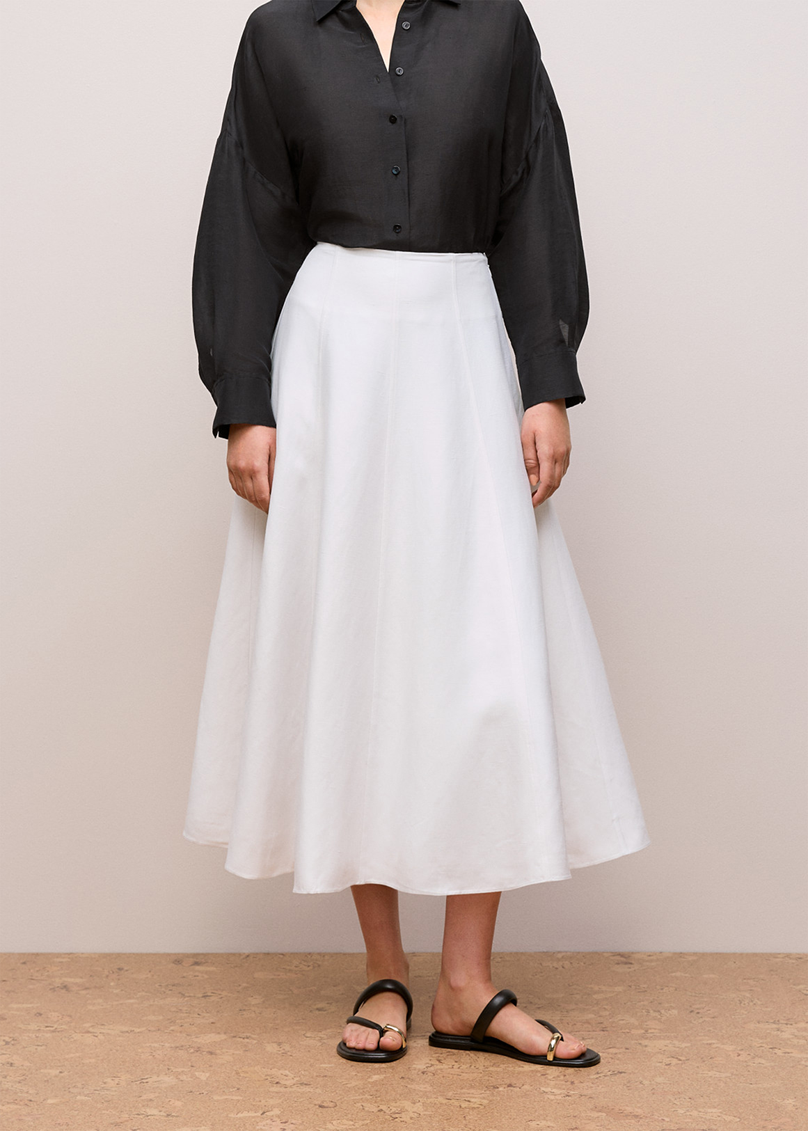 Textured Flare Midi Skirt