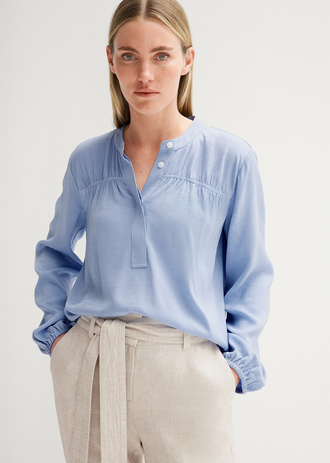 Textured Gathered Detail Blouse | Woolworths.co.za