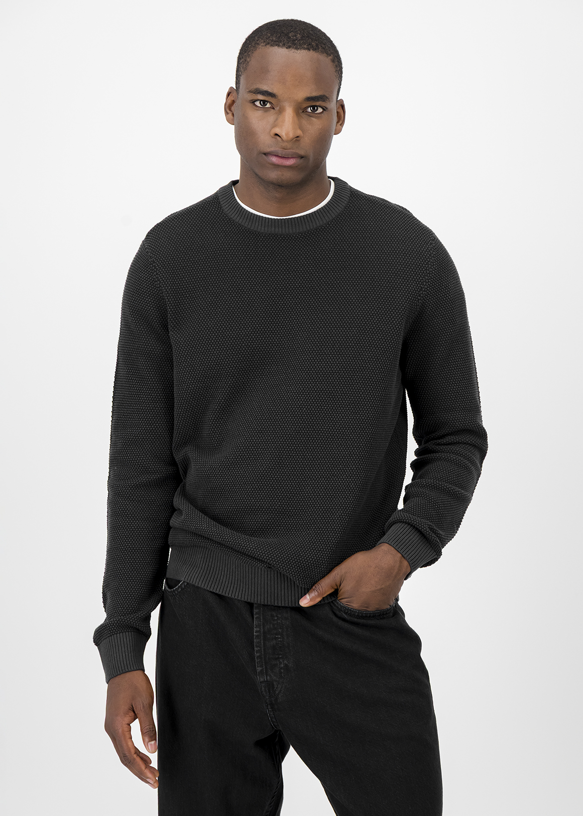 Textured Knit Cotton Jumper