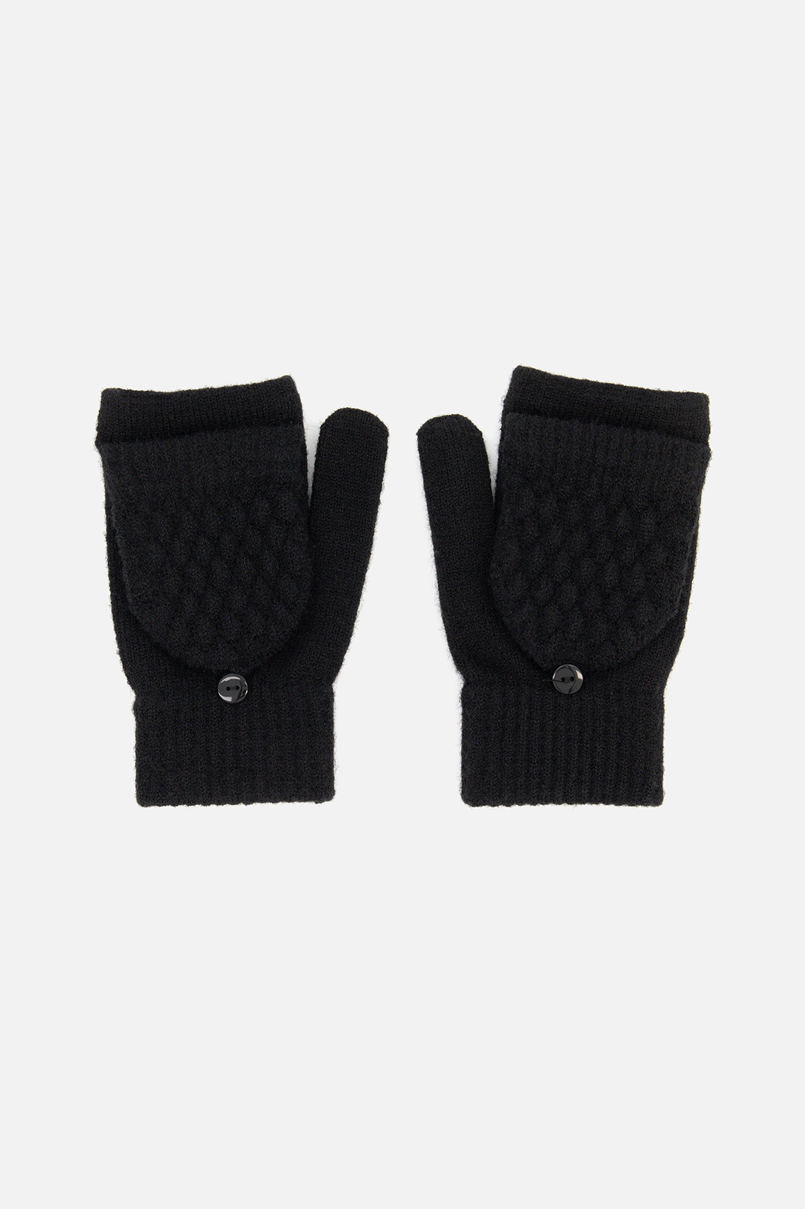 Textured Knit Fingerless Mittens