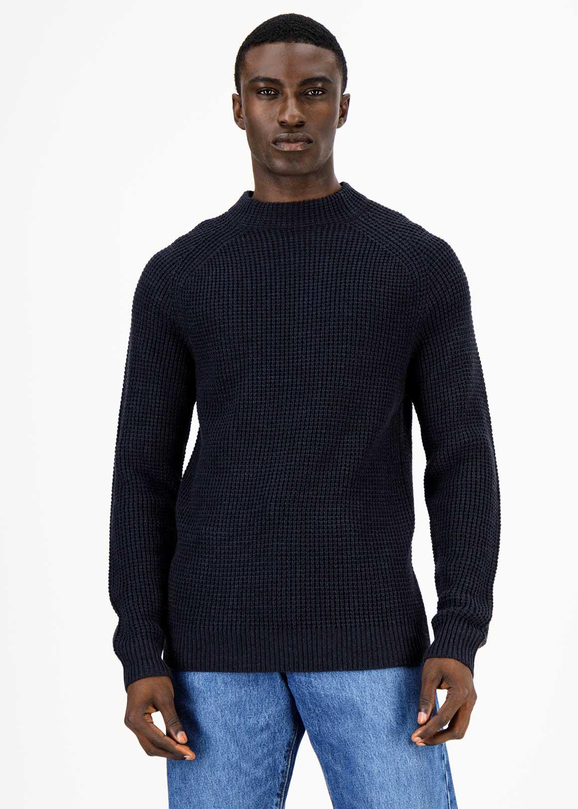 Textured Waffle-Knit Crew-Neck Sweater