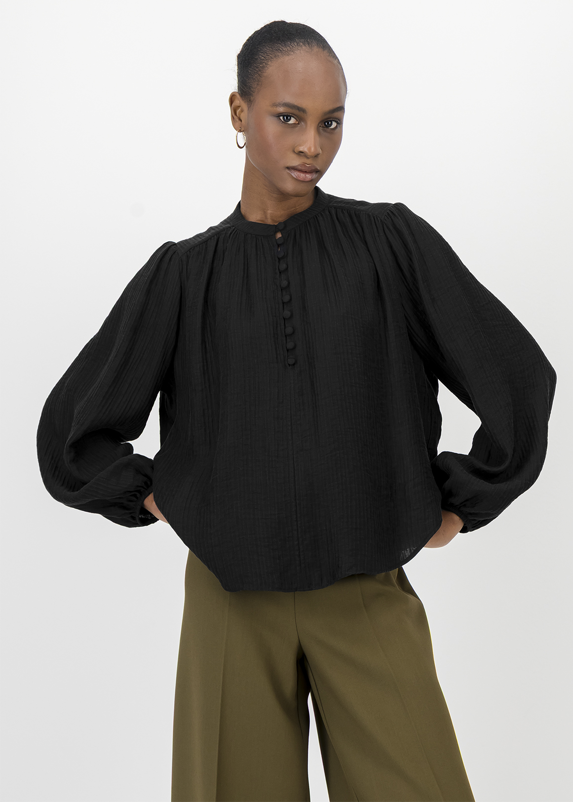 Textured Mandarin Blouse