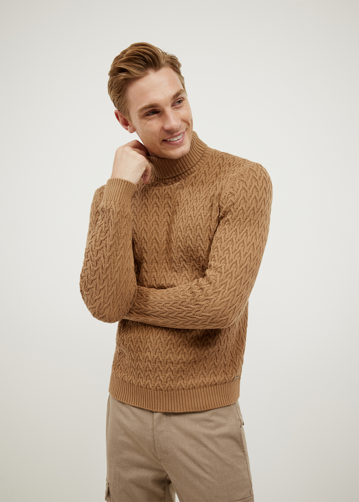 Textured Roll Neck Knit