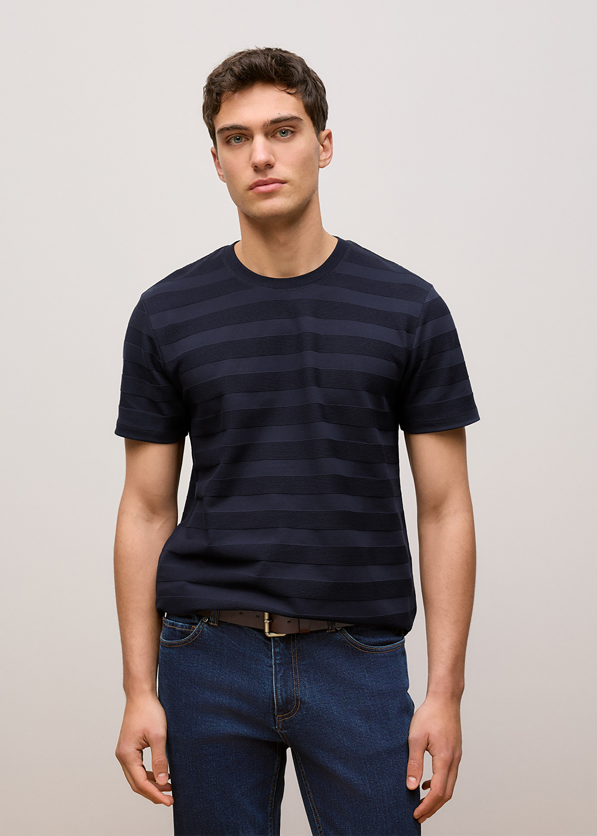Textured Stripe Crew T-shirt