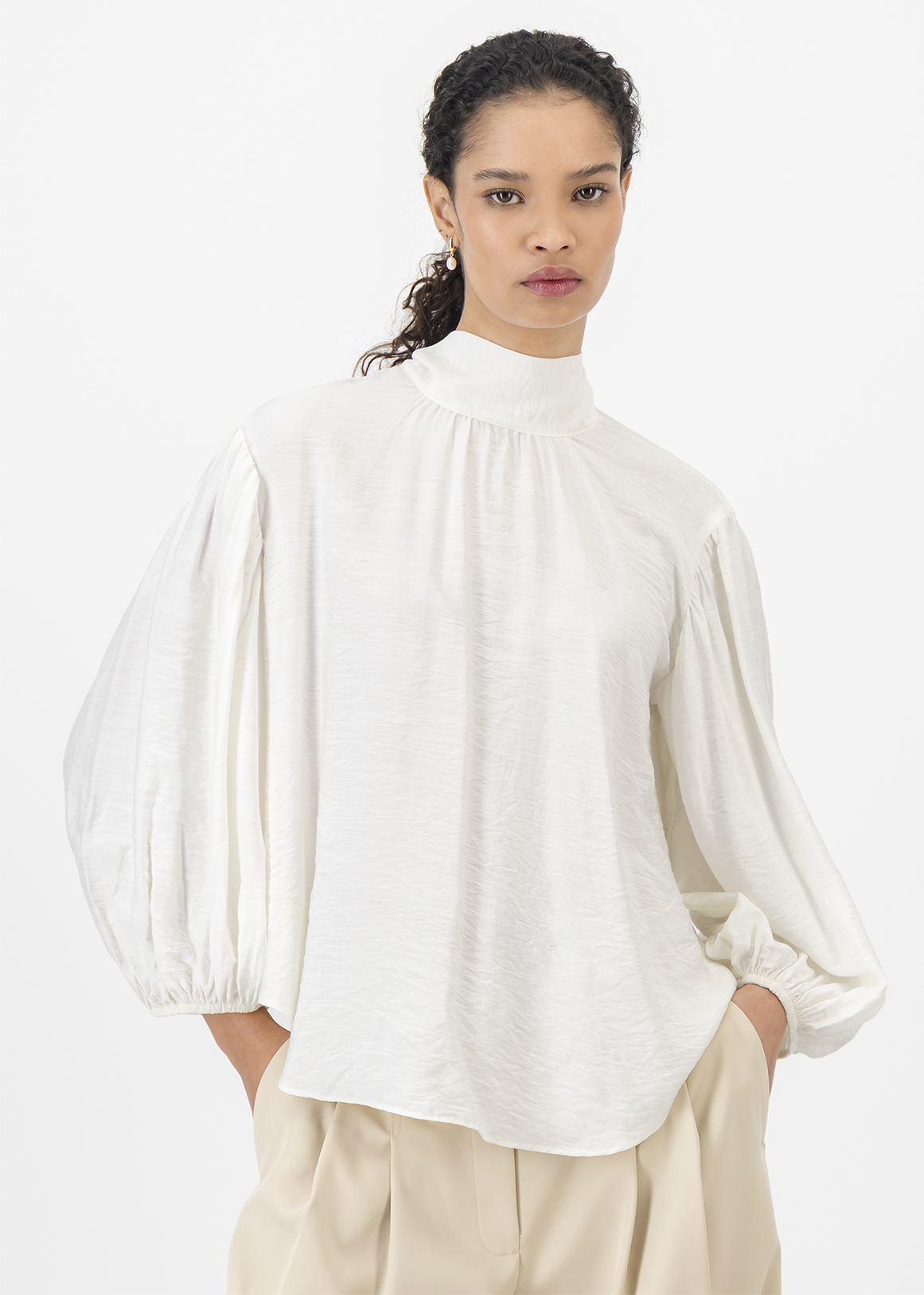 Textured Viscose Blend Blouse