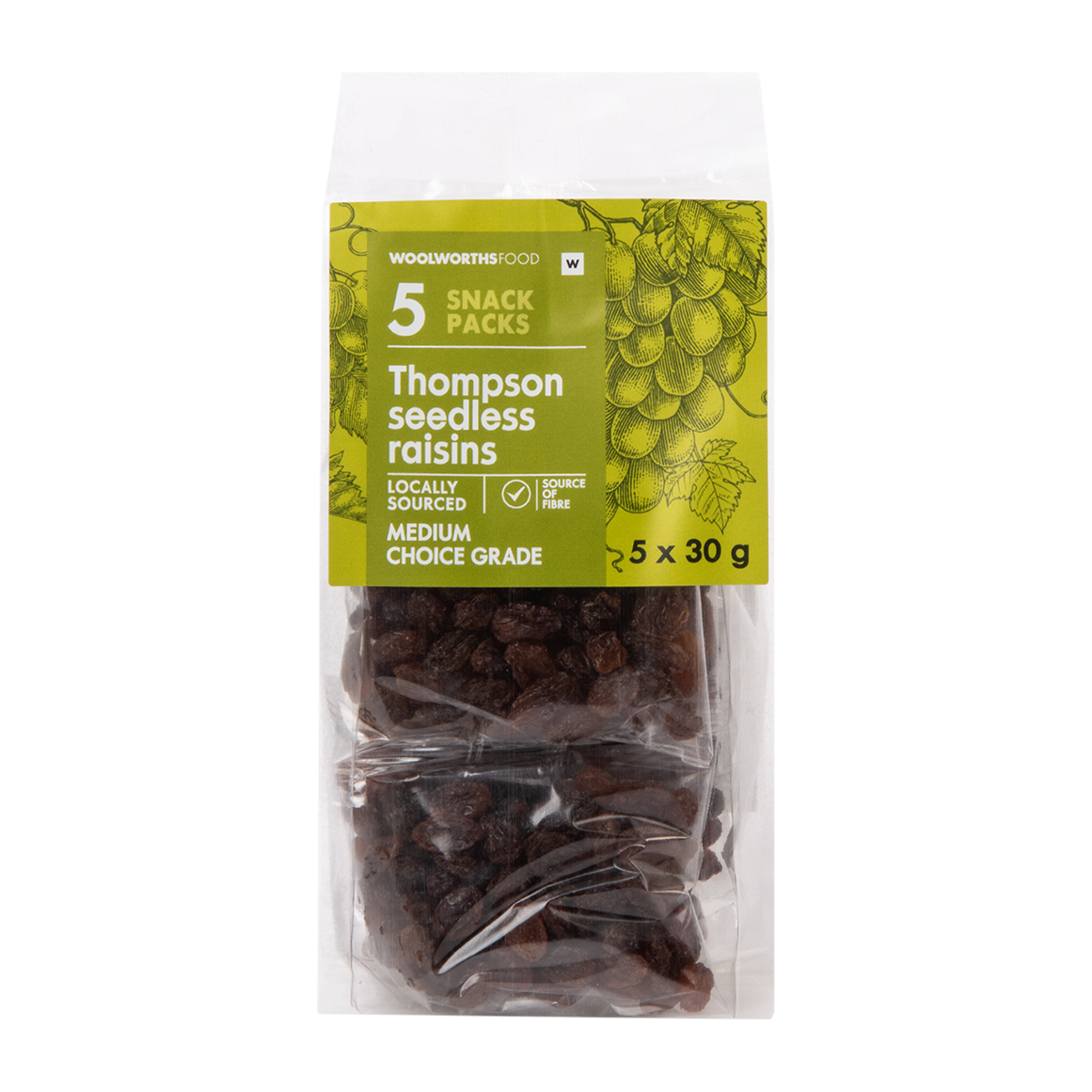 Thompson Seedless Raisins Snack Packs 5 x 30 g | Woolworths.co.za