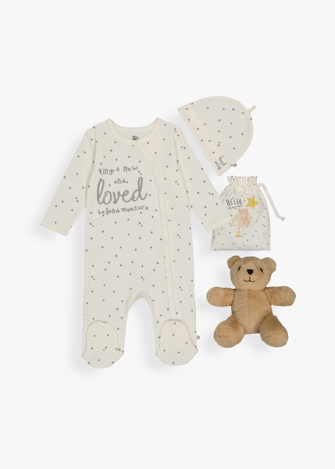 Tiny & New Baby Starter Set with Plush Toy 4 Piece