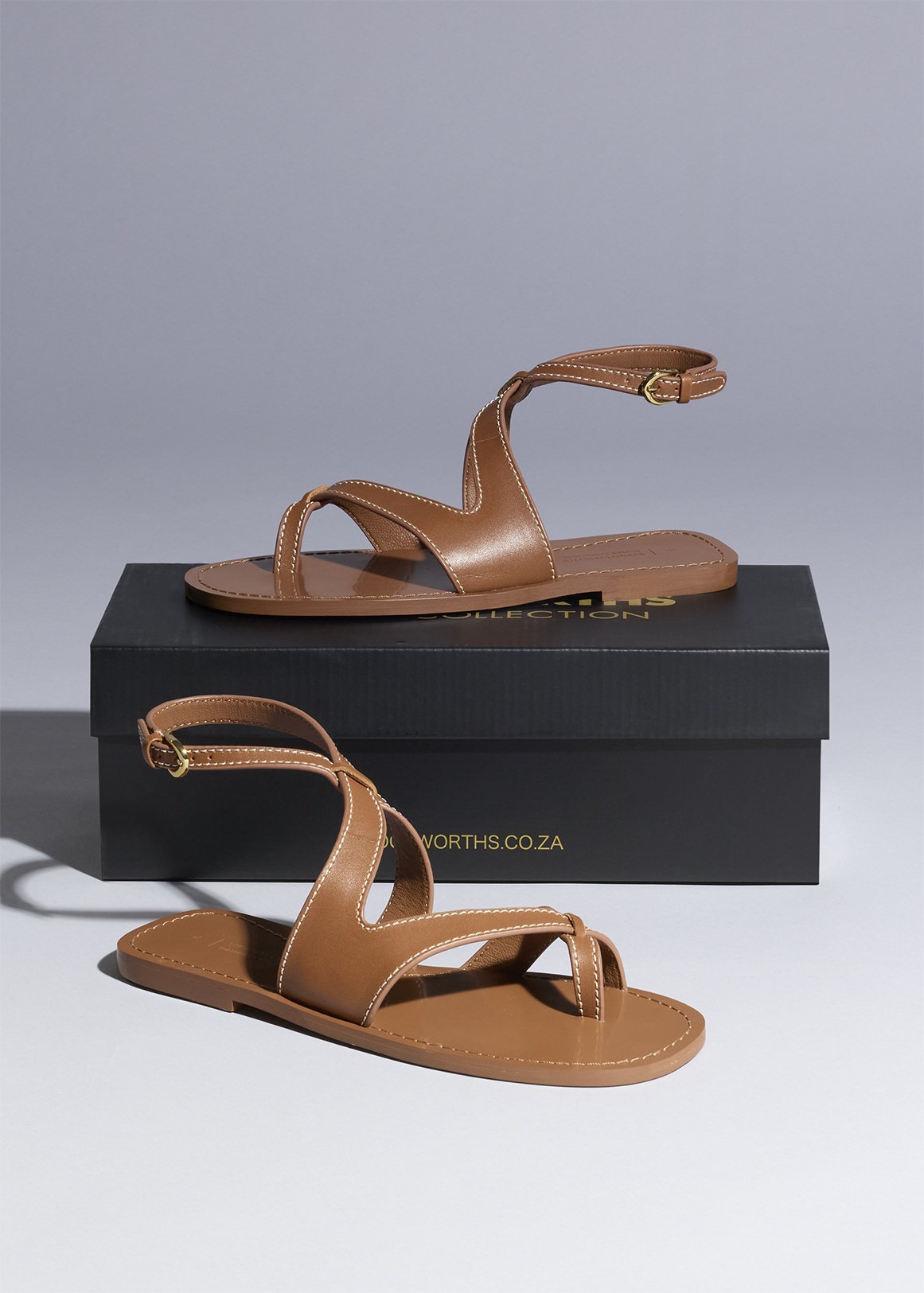 Toe Post Slingback Leather Sandals