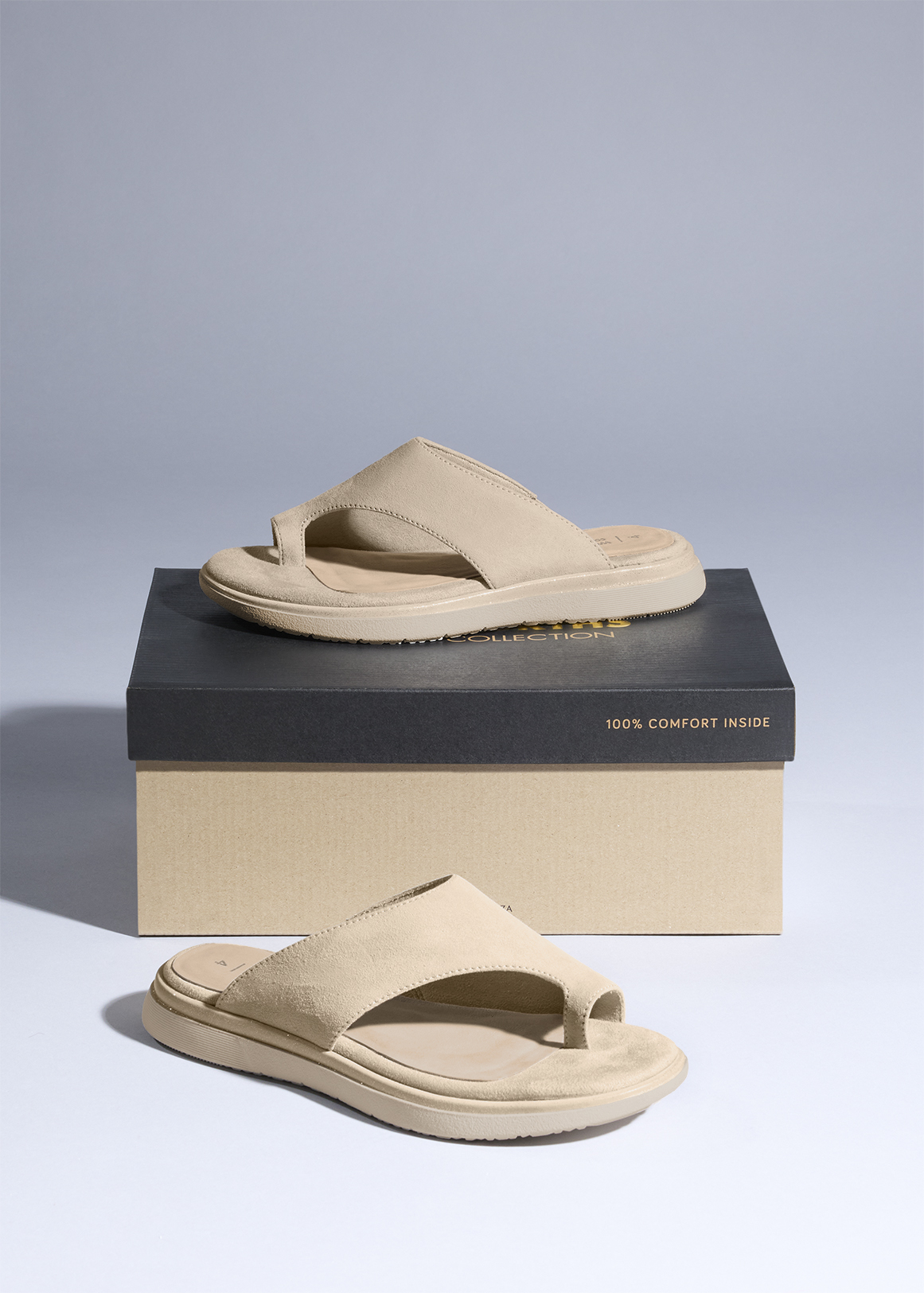 Toe Post Wedge Genuine Suede Mules