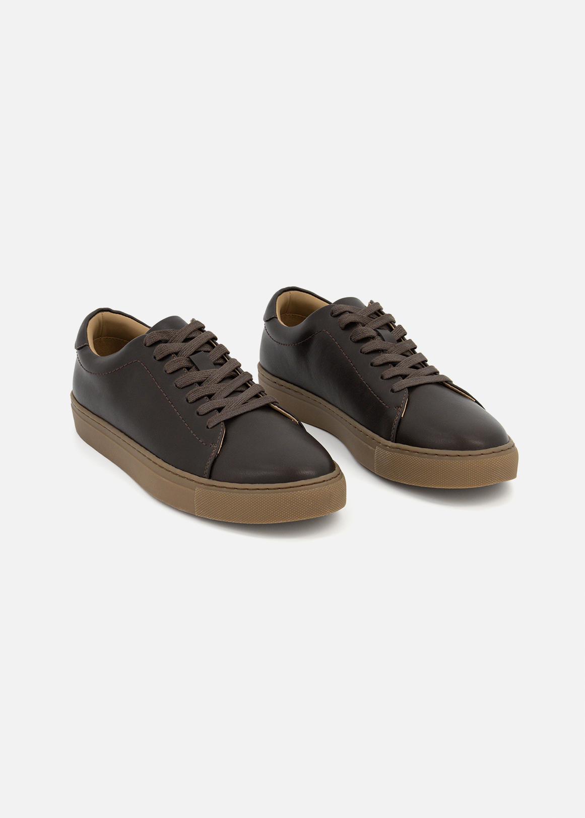 Tonal Faux Leather Sneakers