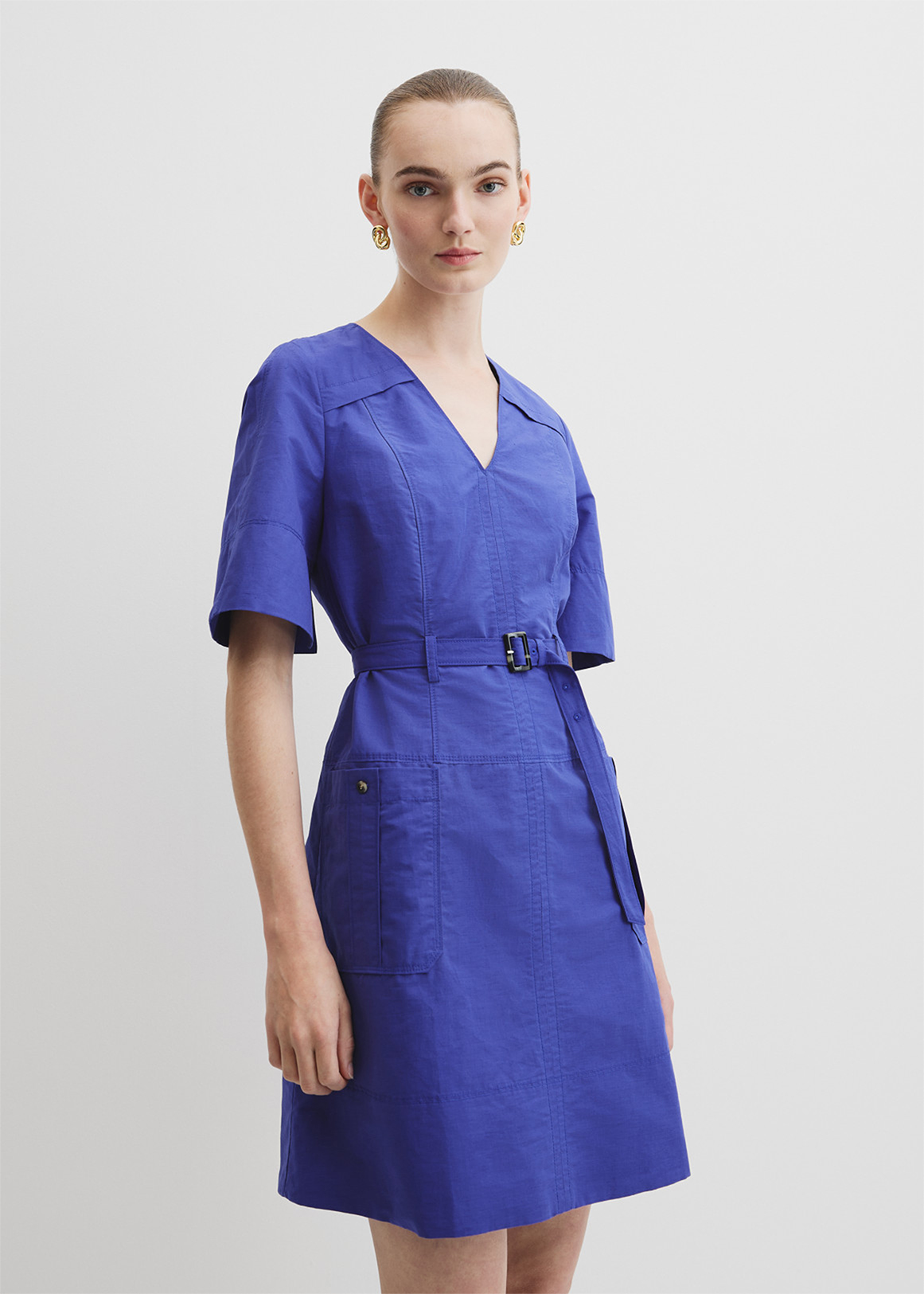 Topstitch Detail Mini Dress