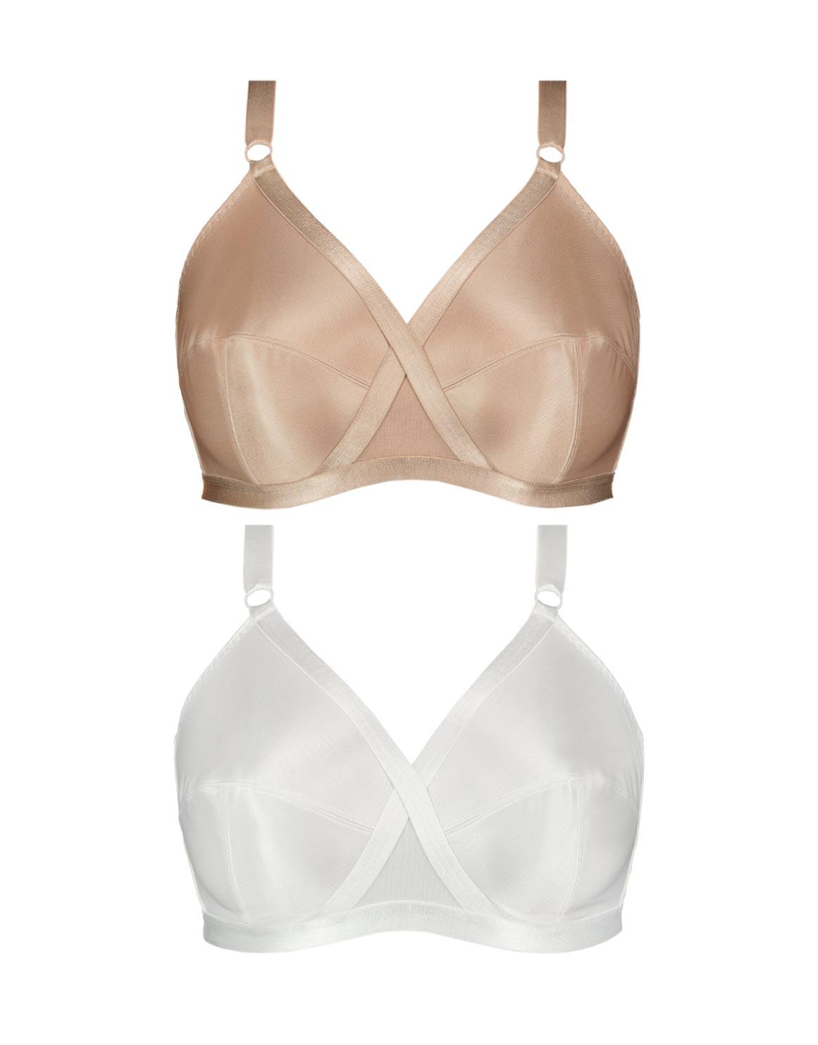 2 Non-wired bras in white– Basic Micro Support