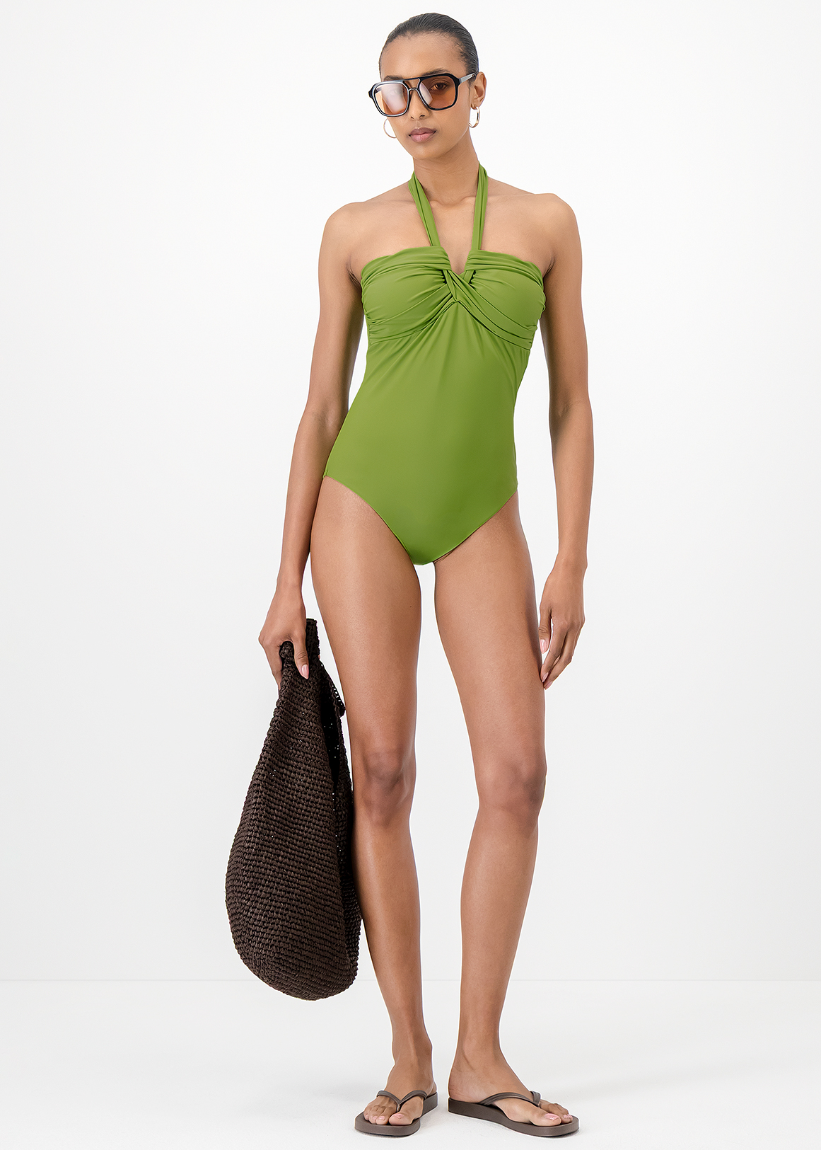 Twist Front Halter Swimsuit