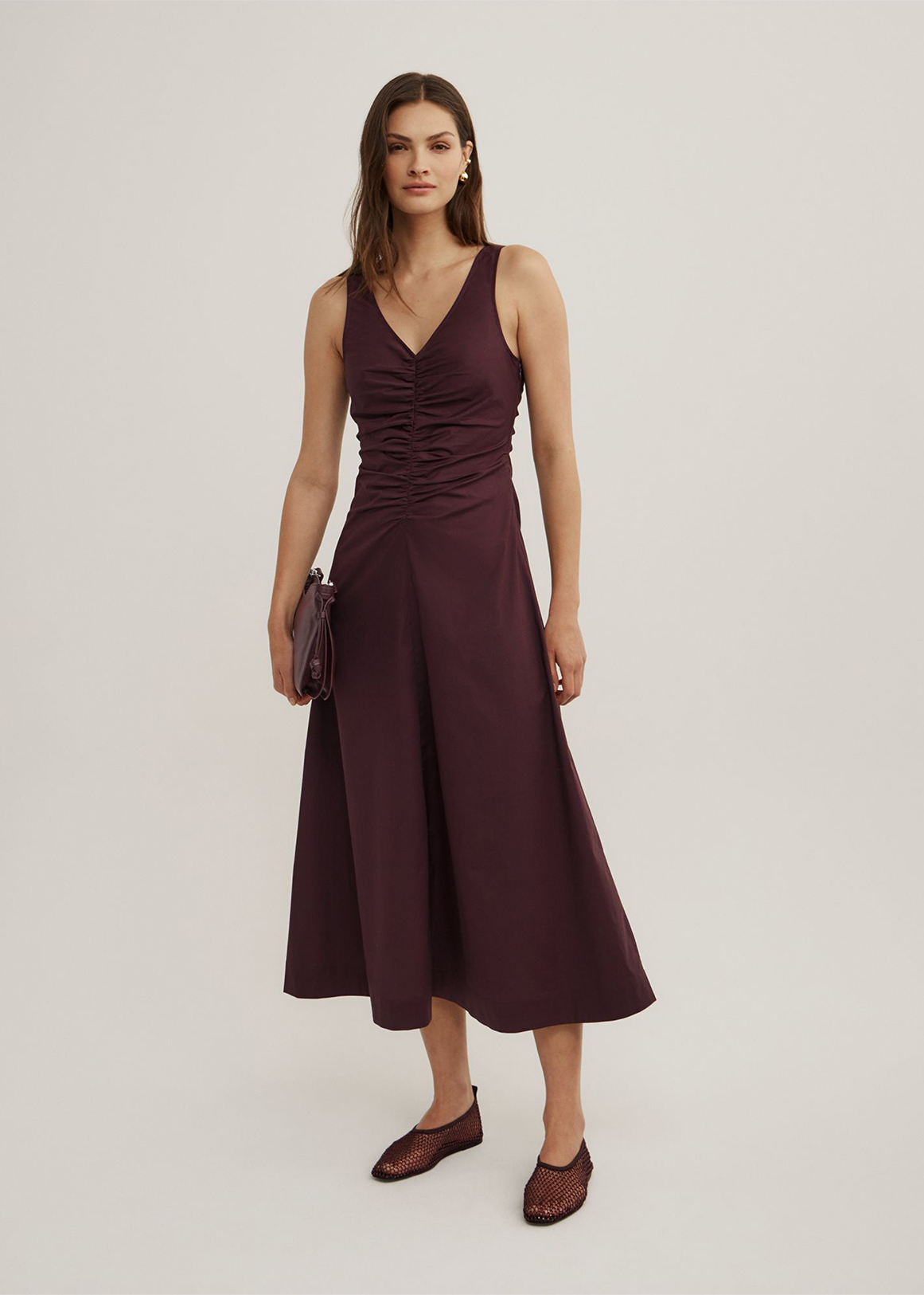 V Neck Gather Dress