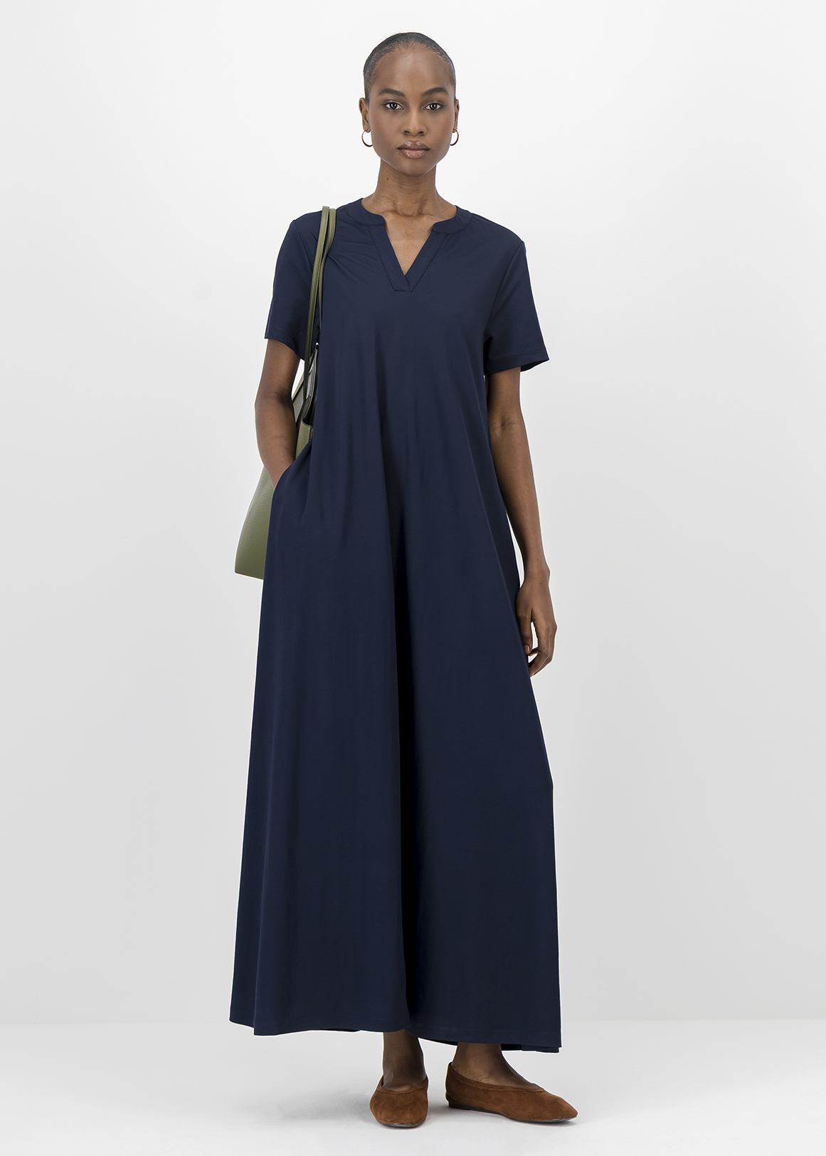 V-neck A-line Maxi Dress